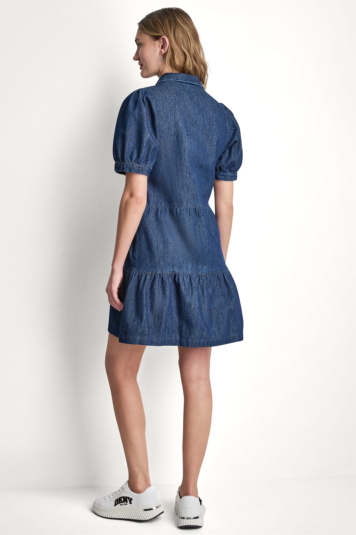 DKNY Women's Denim Mini Dress in Carmine Wash