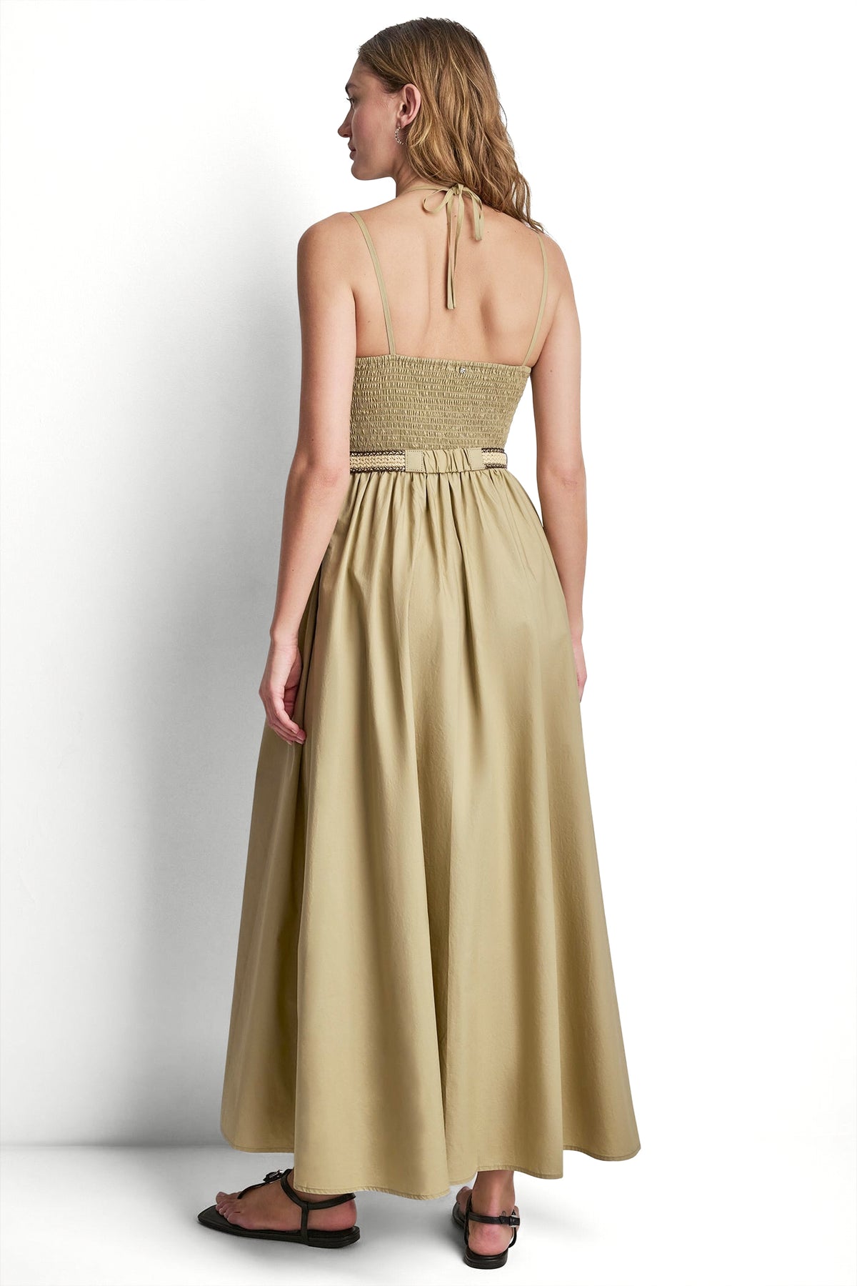 STRAPPY V-NECK MAXI DRESS WITH RAFFIA BELT VIEW 2