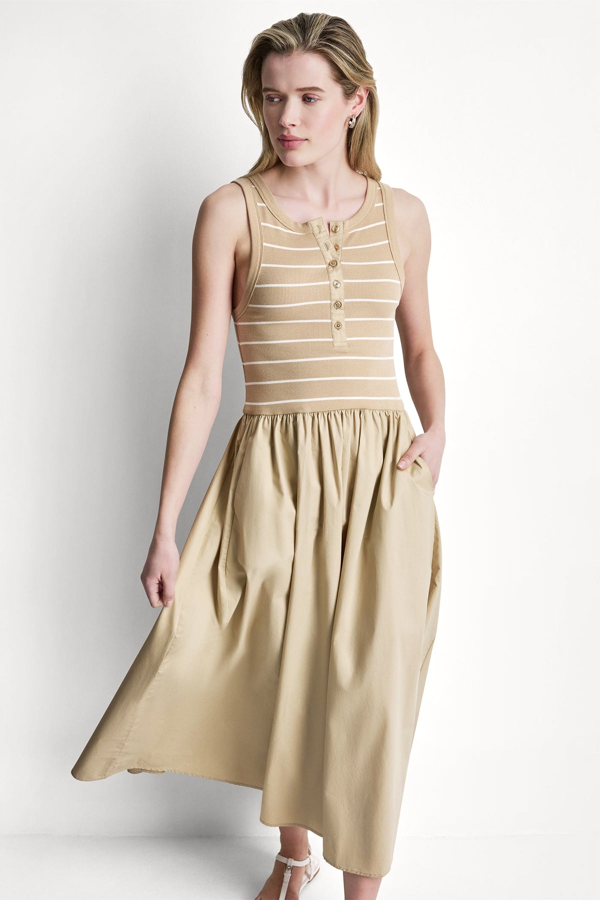 RIB HENLEY TANK MAXI DRESS VIEW 2