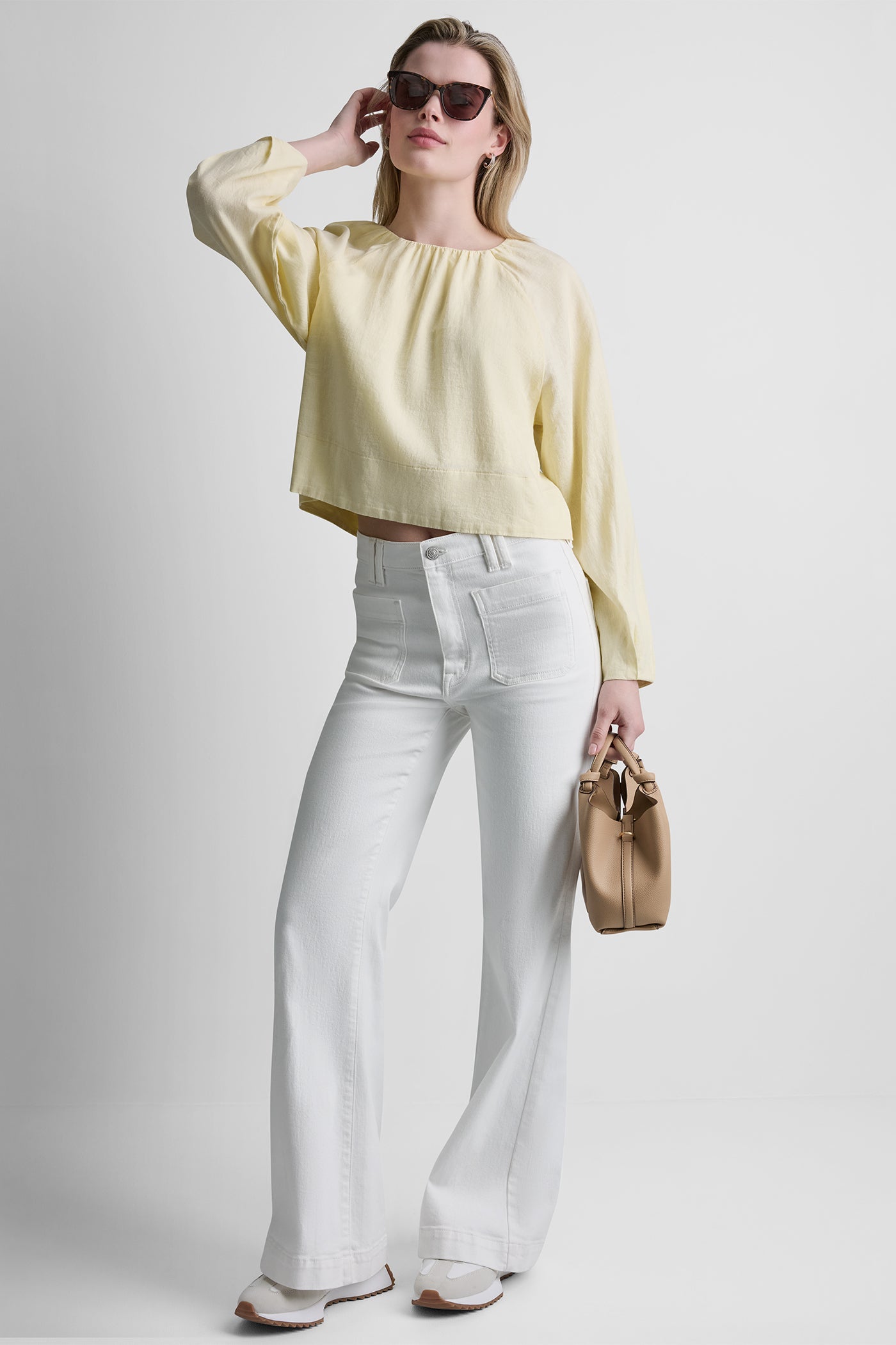 LINEN-BLEND RAGLAN SLEEVE BLOUSE View 2 | Gifts Under $100 LINEN-BLEND RAGLAN SLEEVE BLOUSE View 2 | Gifts Under $100