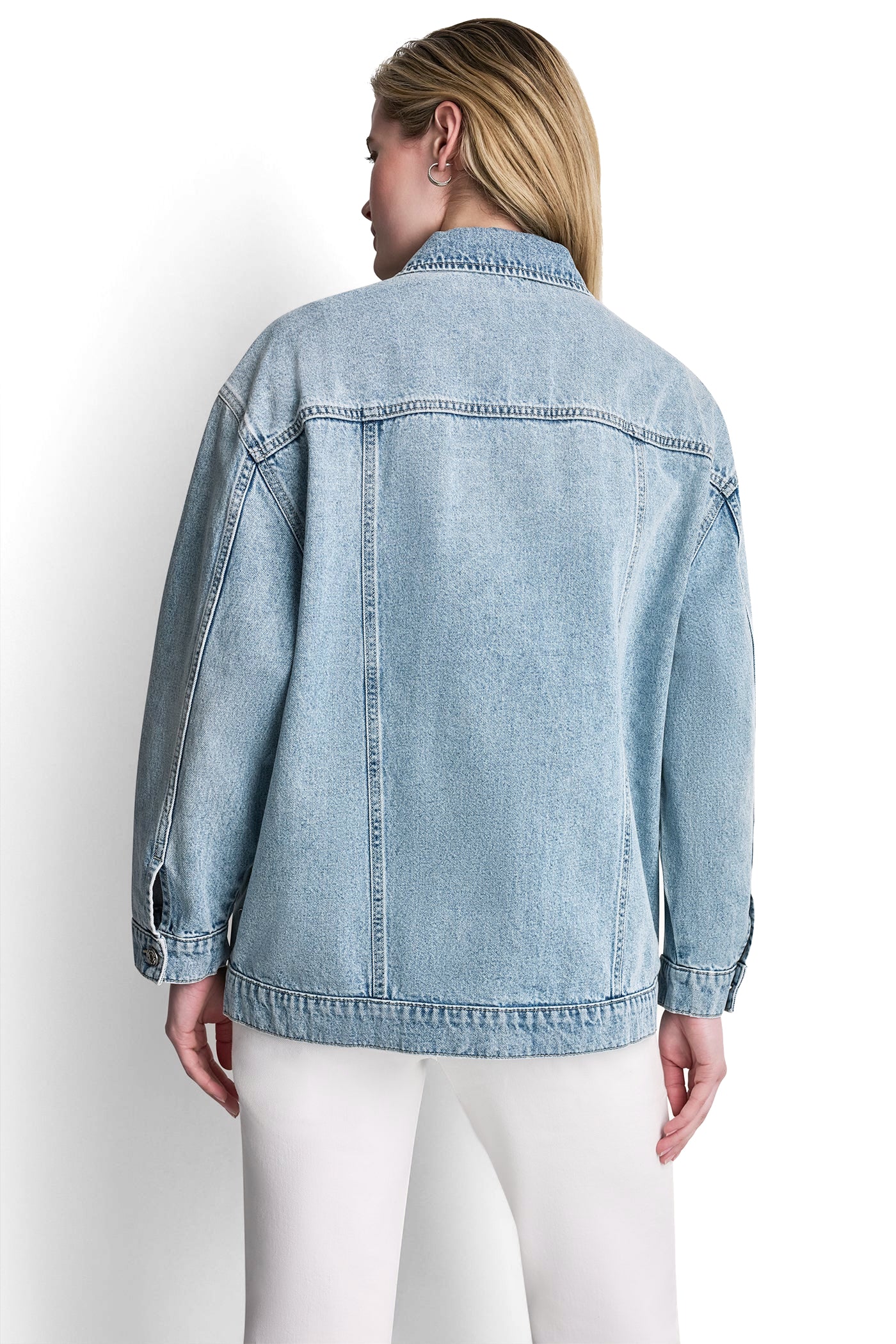 OVERSIZED DENIM TRUCKER JACKET WITH STUDS View 2 | Under $50 OVERSIZED DENIM TRUCKER JACKET WITH STUDS View 2 | Under $50