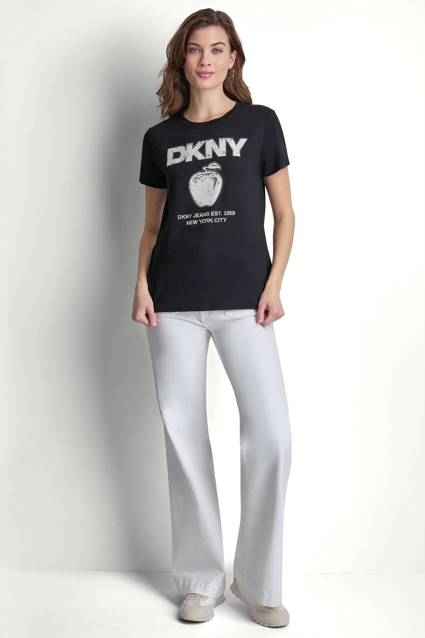 DKNY BIG APPLE RHINESTONE LOGO TEE View 2 | DKNY JEANS DKNY BIG APPLE RHINESTONE LOGO TEE View 2 | DKNY JEANS