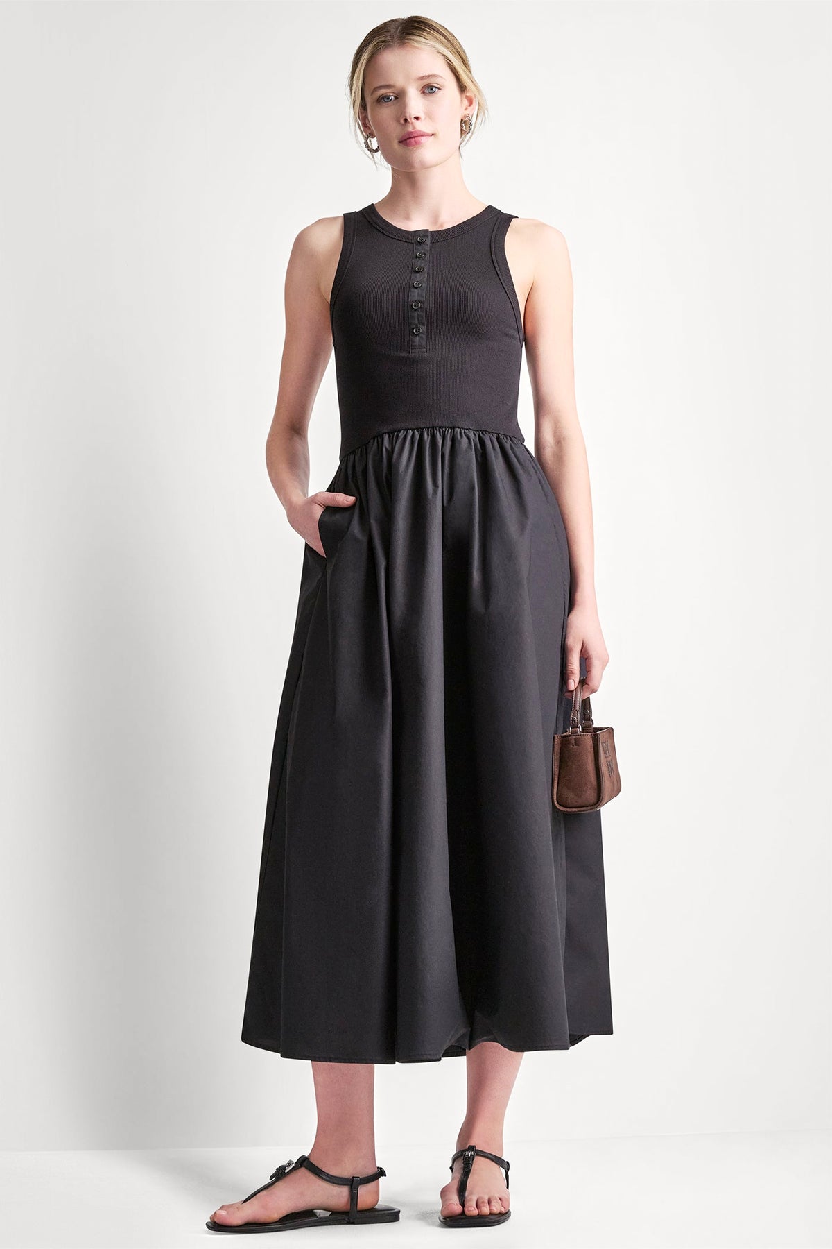 RIB HENLEY TANK MAXI DRESS VIEW 2