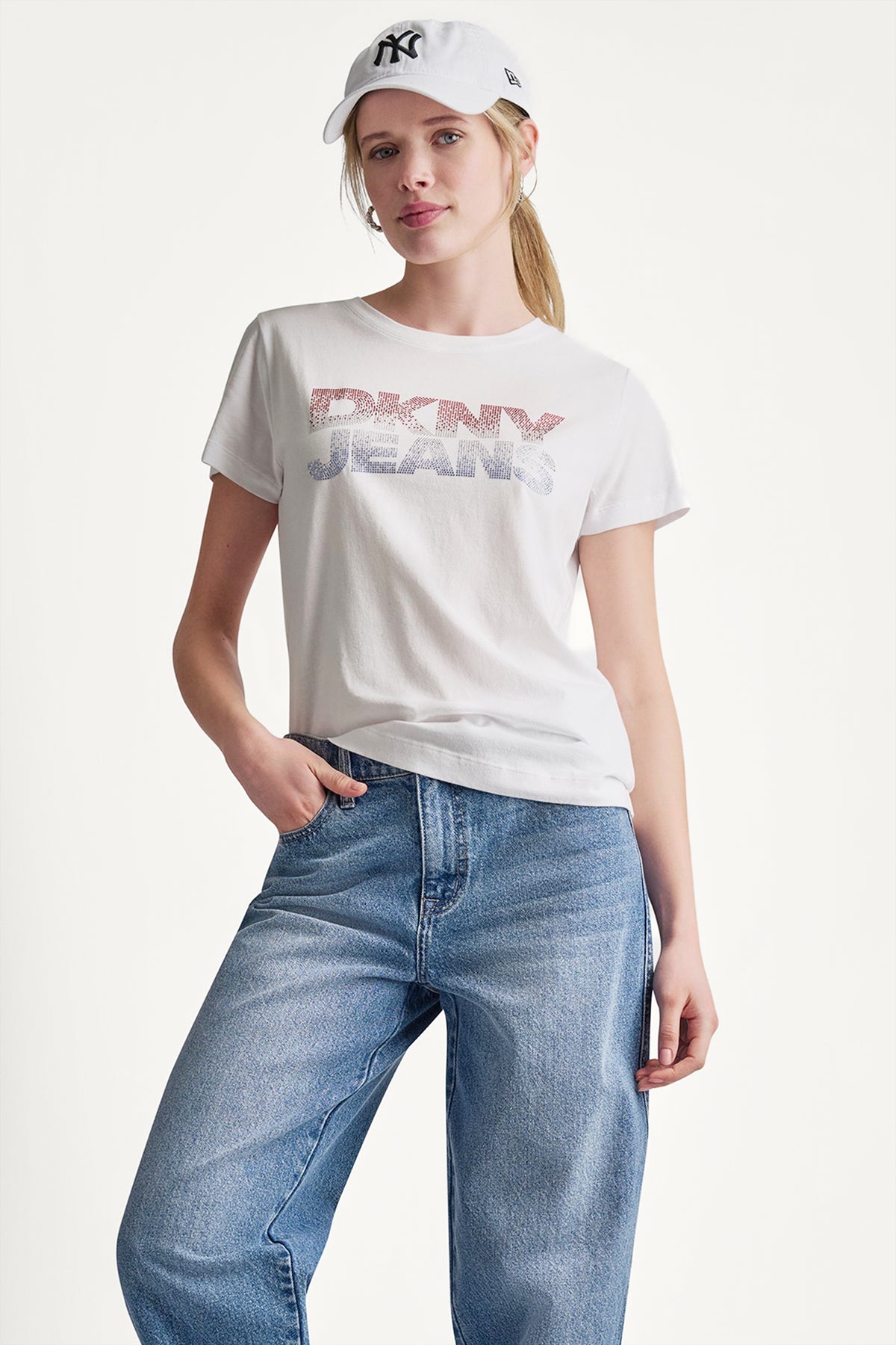 Dkny Jeans Stacked Rhinestone Logo Tee | Tee | DKNY