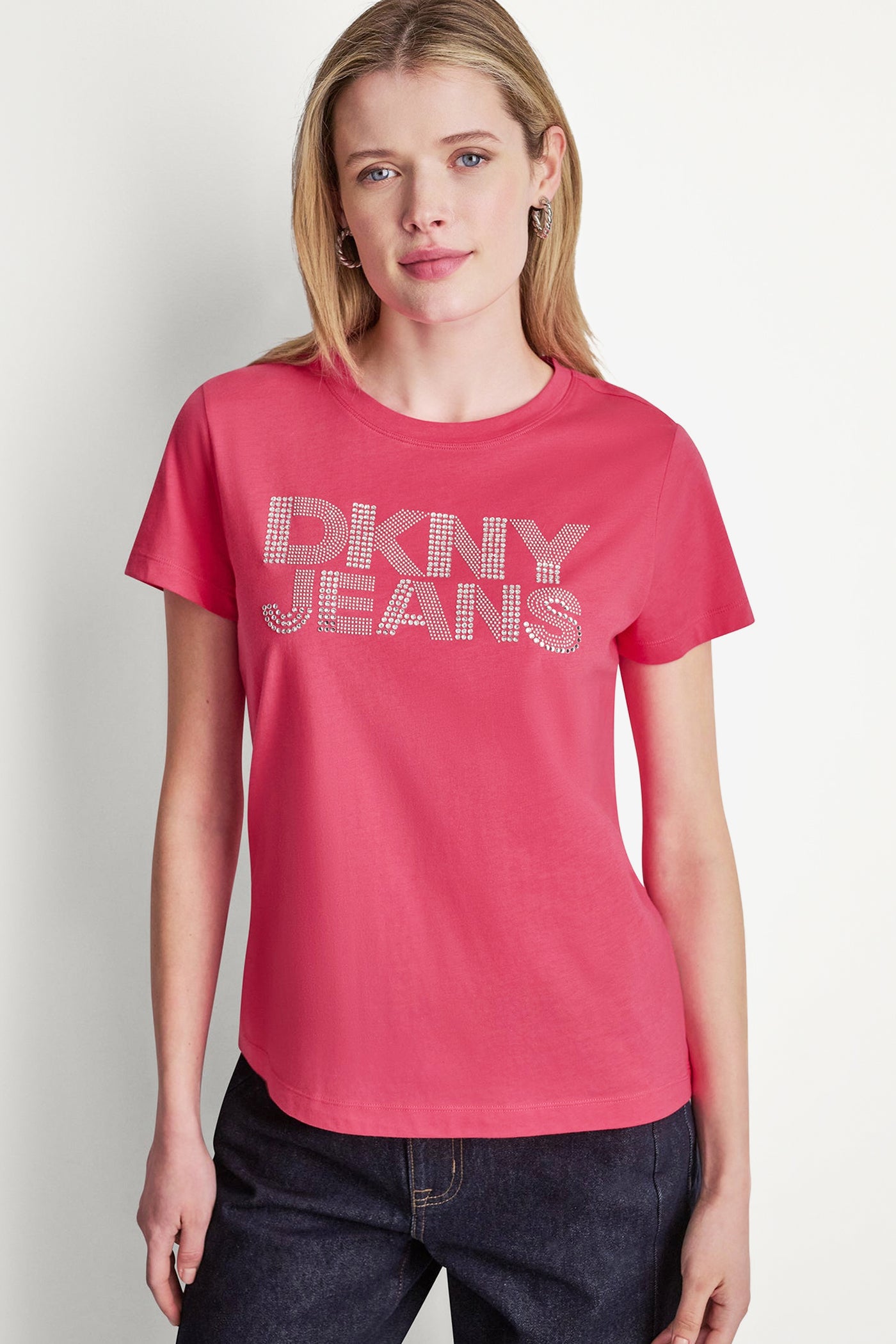 DKNY JEANS STACKED RHINESTONE DOME TEE View 1 | Gifts Under $100 DKNY JEANS STACKED RHINESTONE DOME TEE View 1 | Gifts Under $100