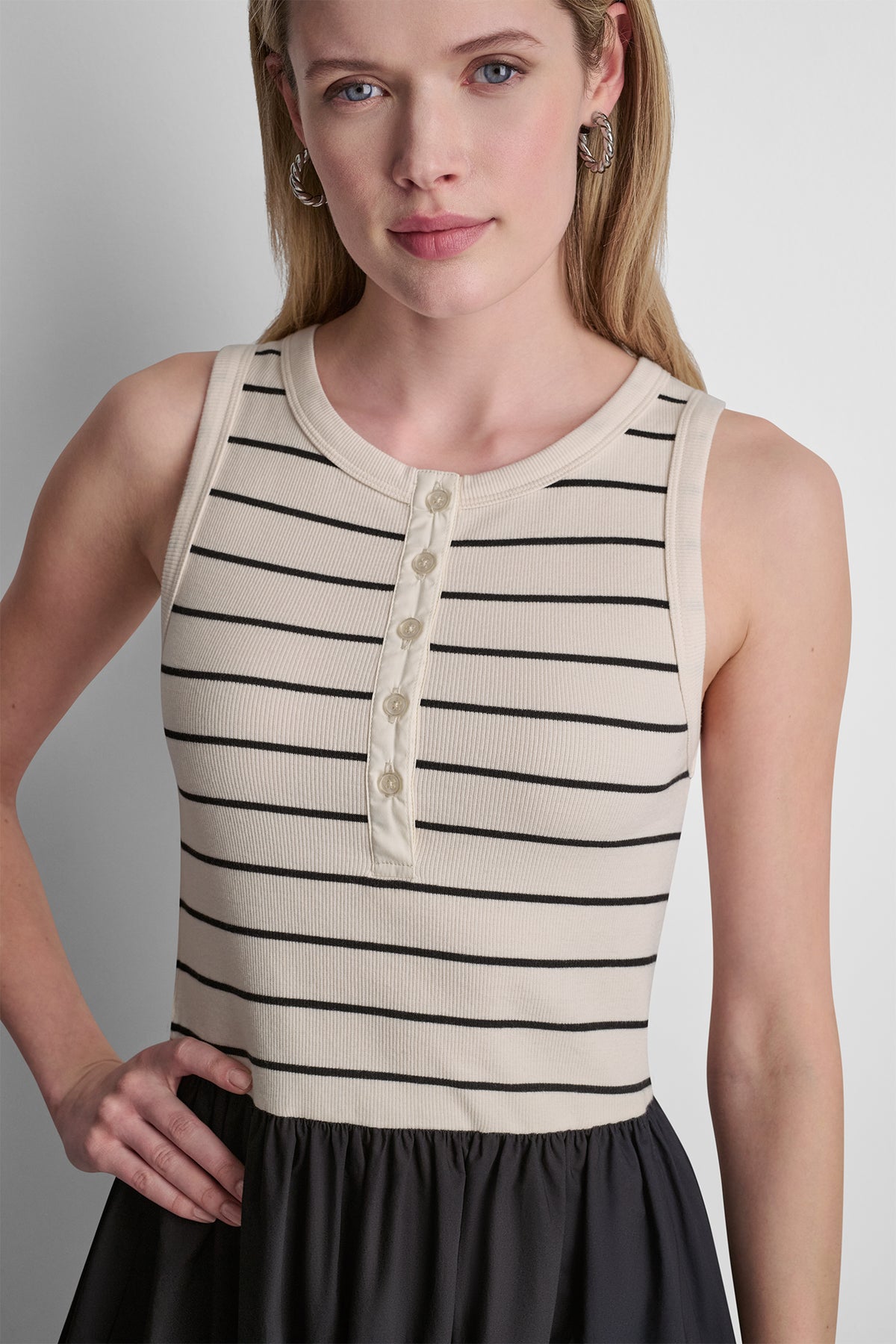 RIB HENLEY TANK MAXI DRESS VIEW 2