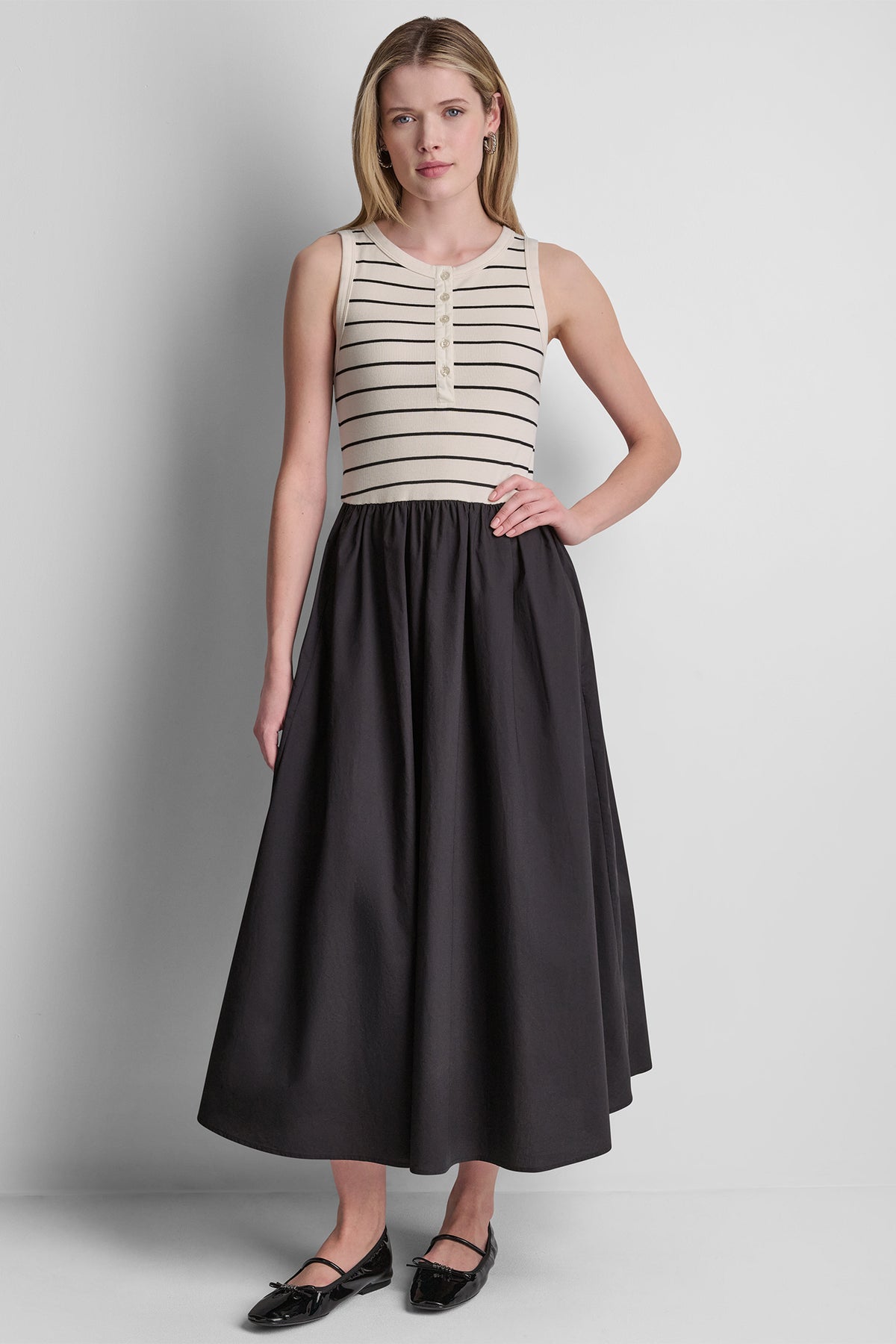 RIB HENLEY TANK MAXI DRESS VIEW 2