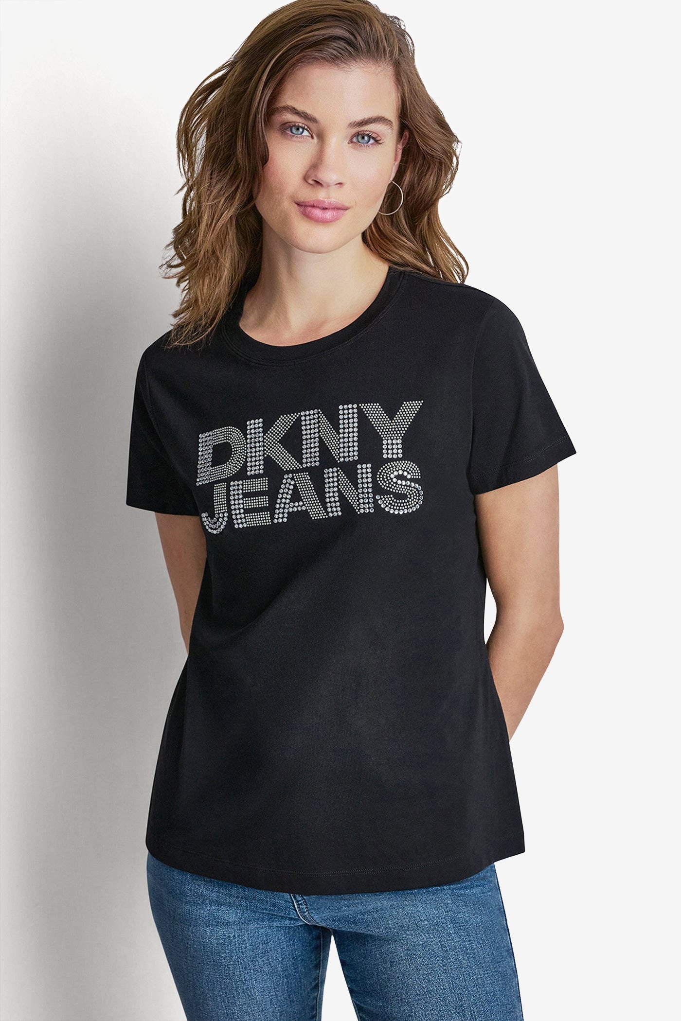 DKNY JEANS STACKED RHINESTONE DOME TEE View 1 | DKNY25 DKNY JEANS STACKED RHINESTONE DOME TEE View 1 | DKNY25