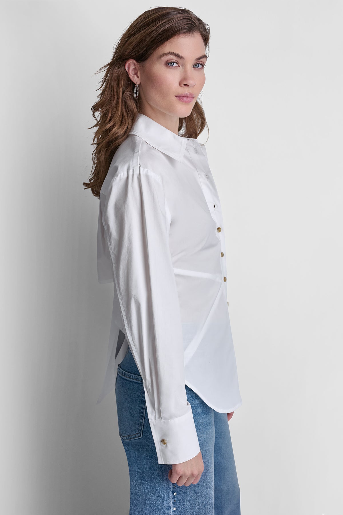 POPLIN CUTOUT TIE BACK SHIRT VIEW 2