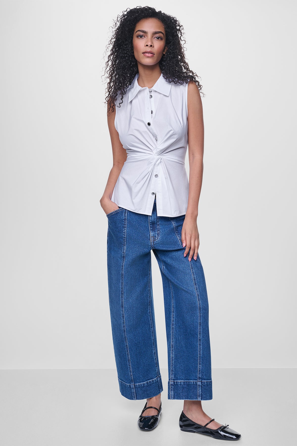 POPLIN TWIST FRONT SHIRT VIEW 2