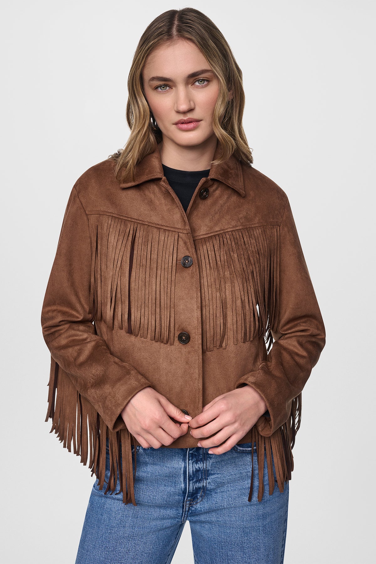 FAUX SUEDE FRINGE JACKET VIEW 2