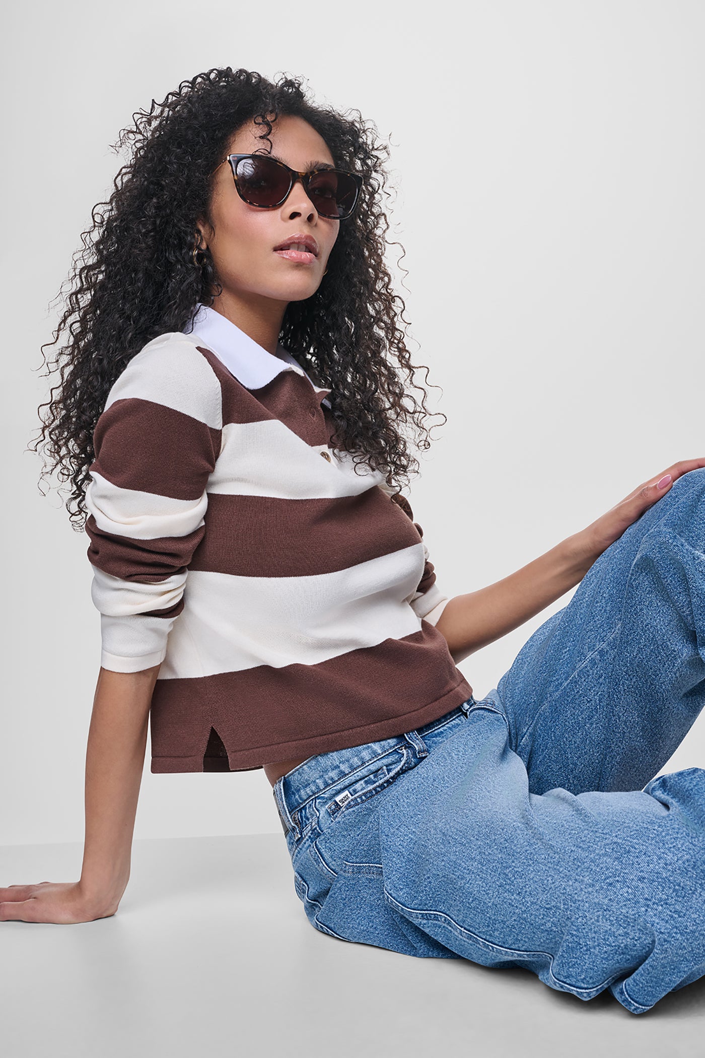 LONG SLEEVE STRIPE POLO View 1 | DKNY JEANS LONG SLEEVE STRIPE POLO View 1 | DKNY JEANS