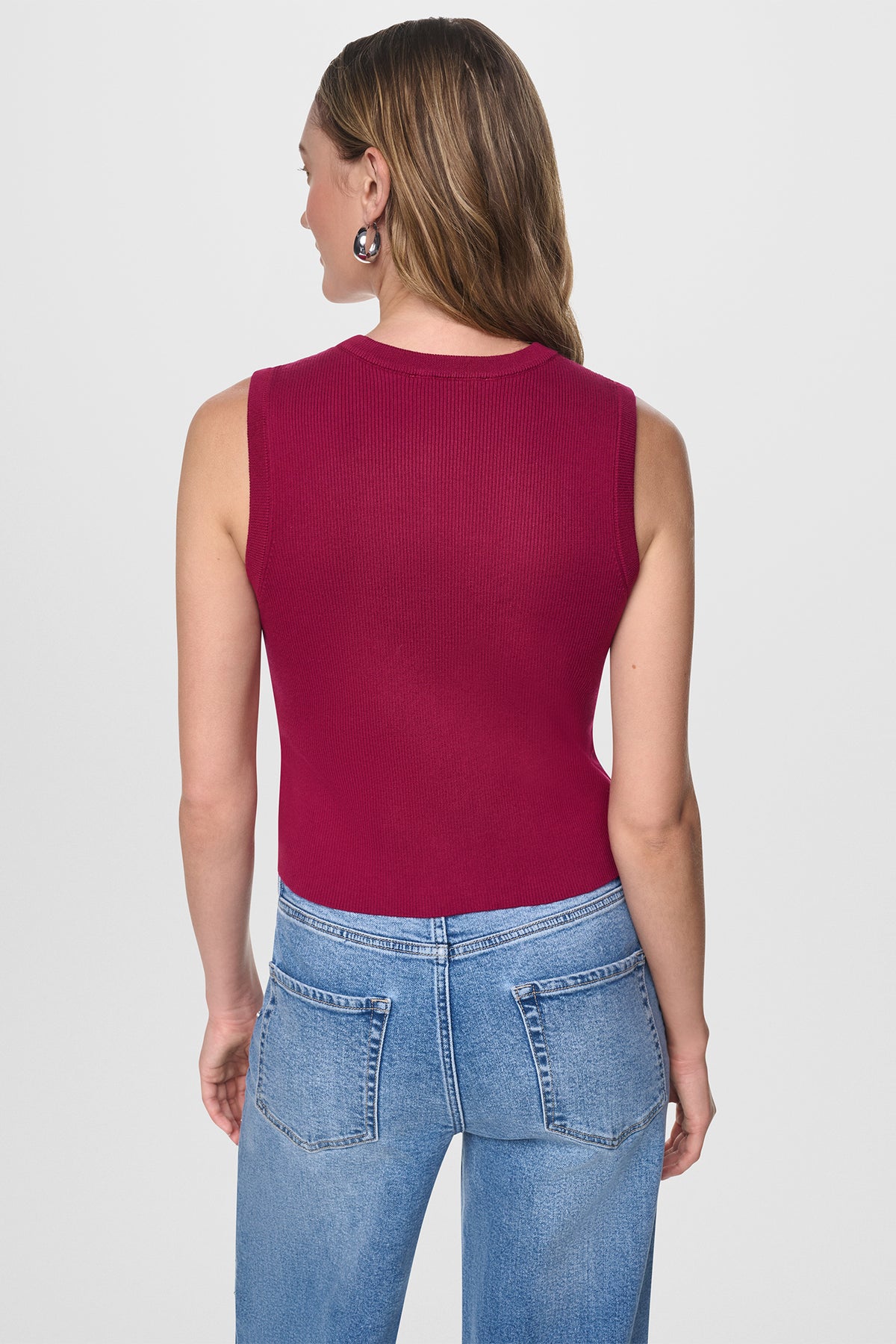 CROPPED SLEEVELESS LOGO TRIM SWEATER VIEW 2