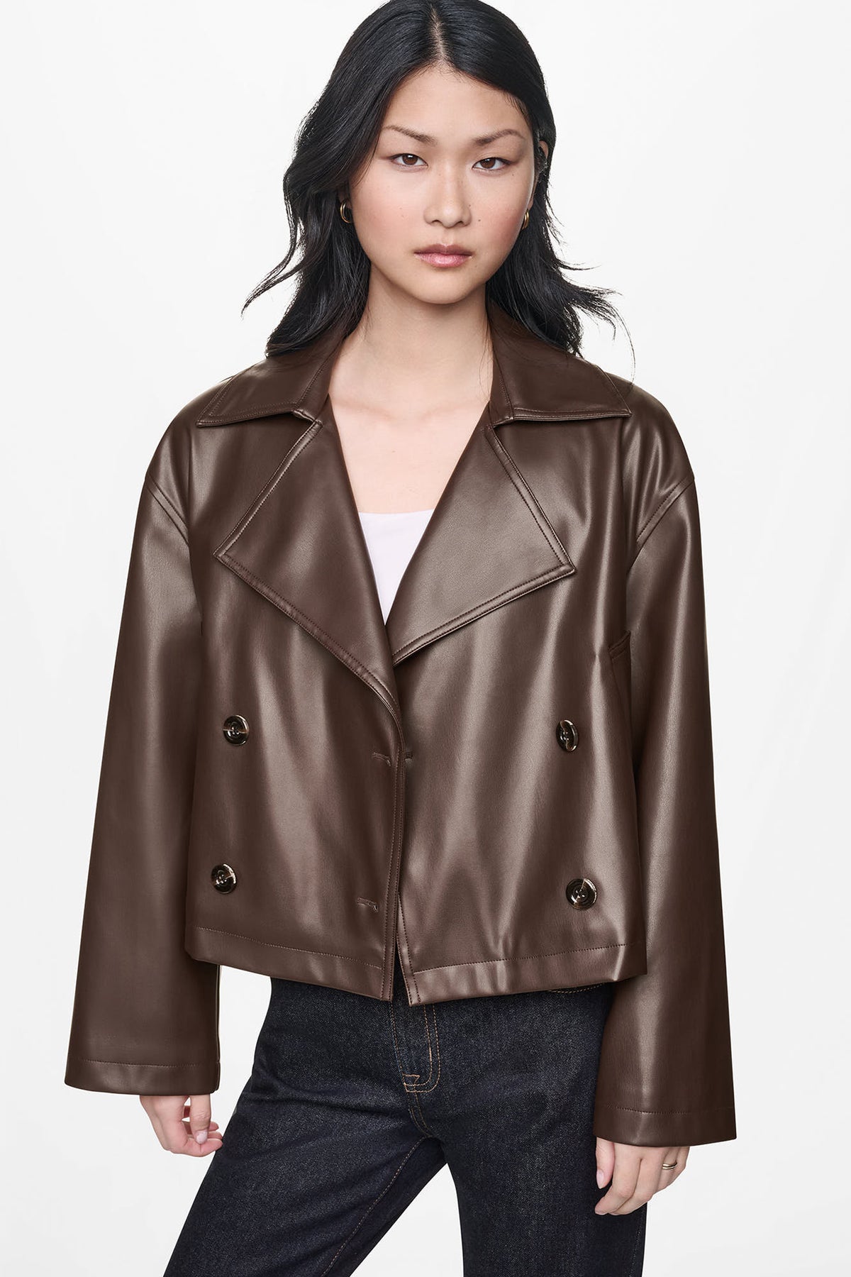 DOUBLE BREASTED FAUX LEATHER JACKET View 2 | WOMENS COATS & JACKETS DOUBLE BREASTED FAUX LEATHER JACKET View 2 | WOMENS COATS & JACKETS