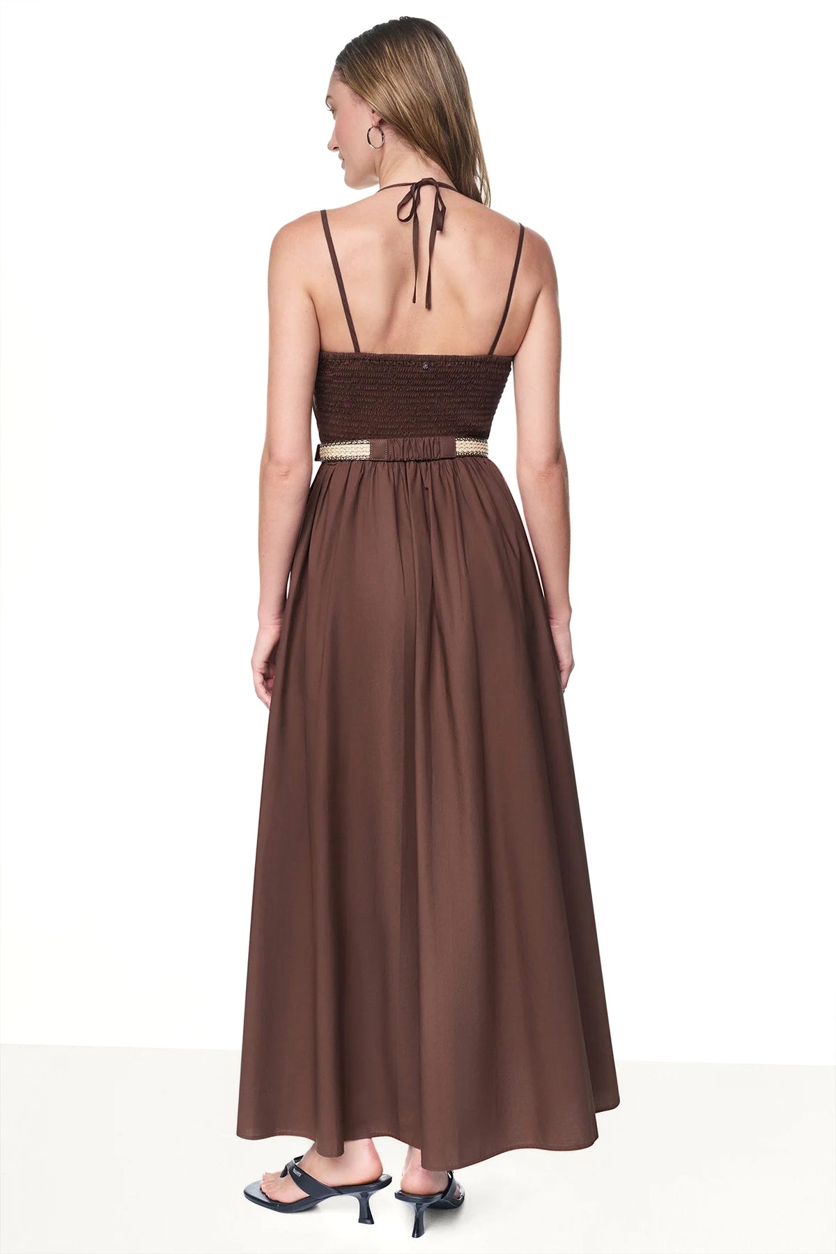 STRAPPY V-NECK MAXI DRESS WITH RAFFIA BELT VIEW 2