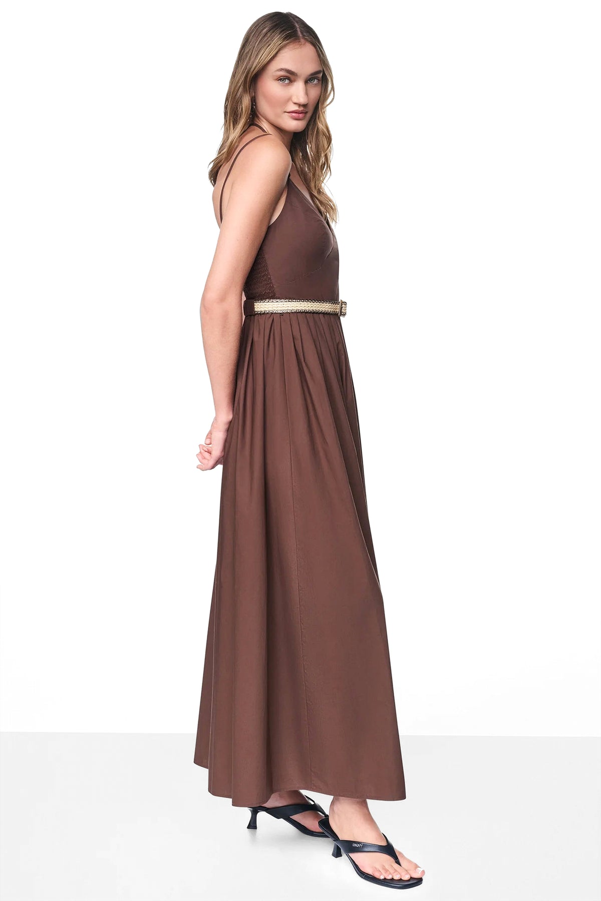 STRAPPY V-NECK MAXI DRESS WITH RAFFIA BELT VIEW 2