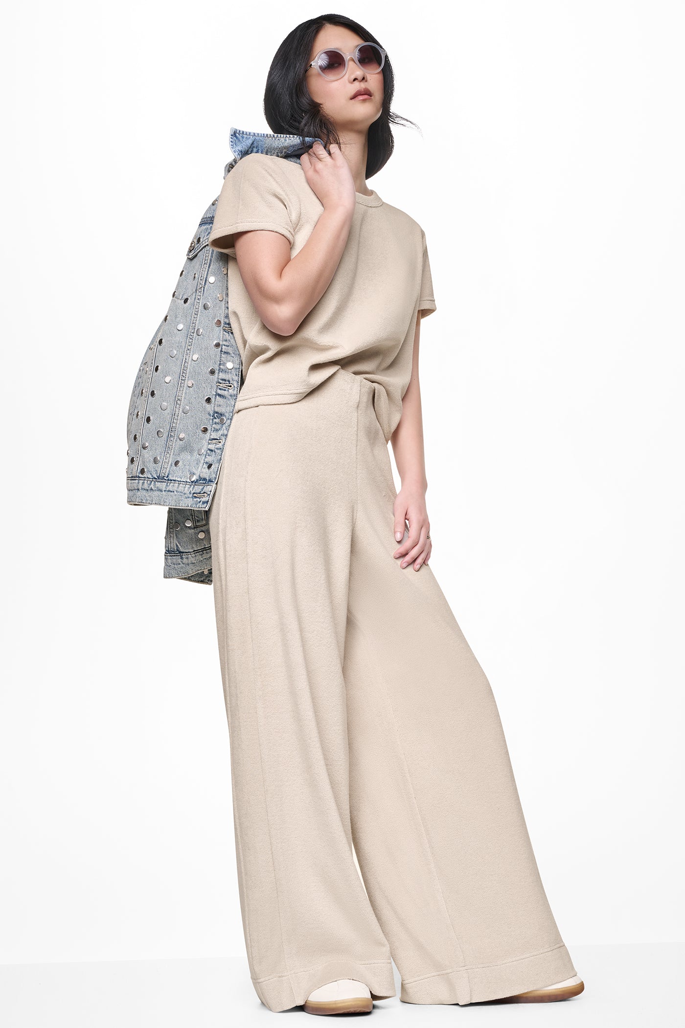 TOWELLING TERRY HIGH-RISE WIDE LEG PANT View 1 | Pants & Denim TOWELLING TERRY HIGH-RISE WIDE LEG PANT View 1 | Pants & Denim