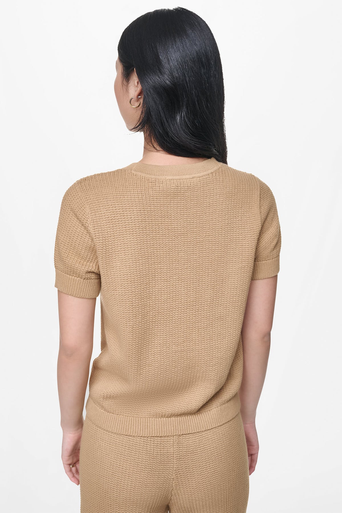 SHORT SLEEVE TUCK STITCH SWEATER VIEW 2