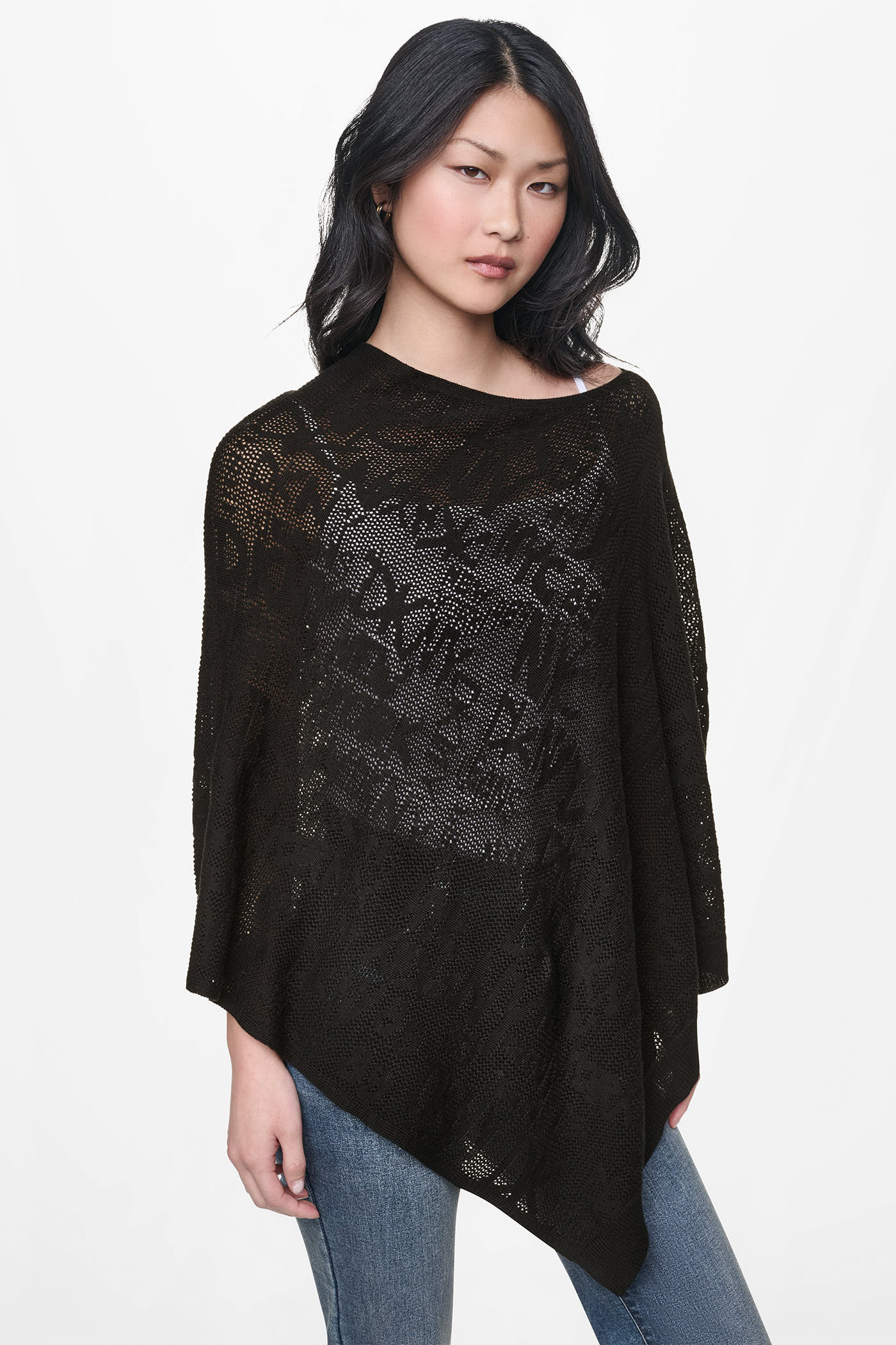 ASYMMETRIC FINE GAUGE PONCHO View 2 | DKNY JEANS ASYMMETRIC FINE GAUGE PONCHO View 2 | DKNY JEANS
