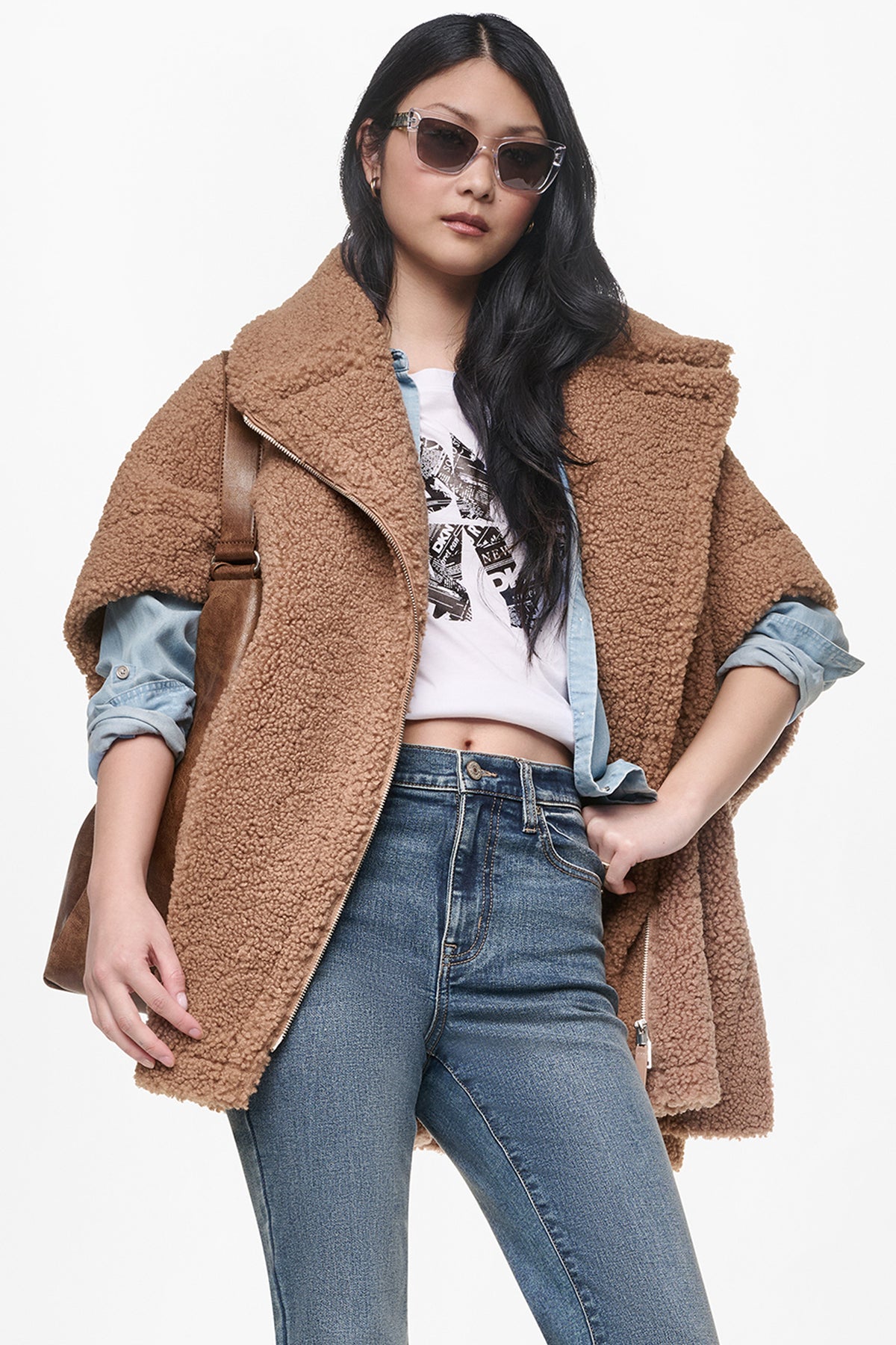 ASYMMETRICAL SHERPA PONCHO View 1 | Coat's Sale ASYMMETRICAL SHERPA PONCHO View 1 | Coat's Sale