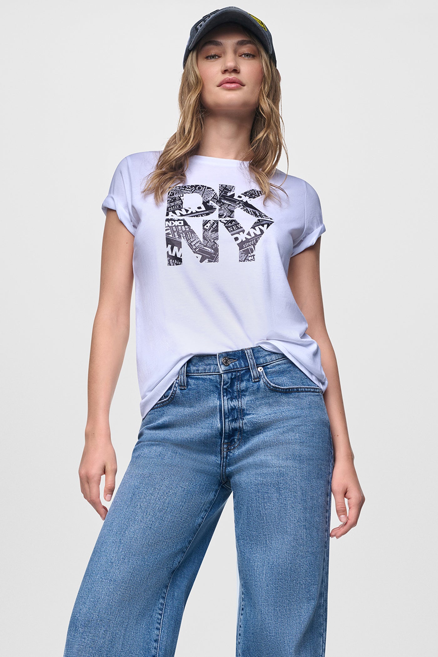 NEWSPRINT DKNY STACKED LOGO TEE View 1 | DKNY JEANS NEWSPRINT DKNY STACKED LOGO TEE View 1 | DKNY JEANS