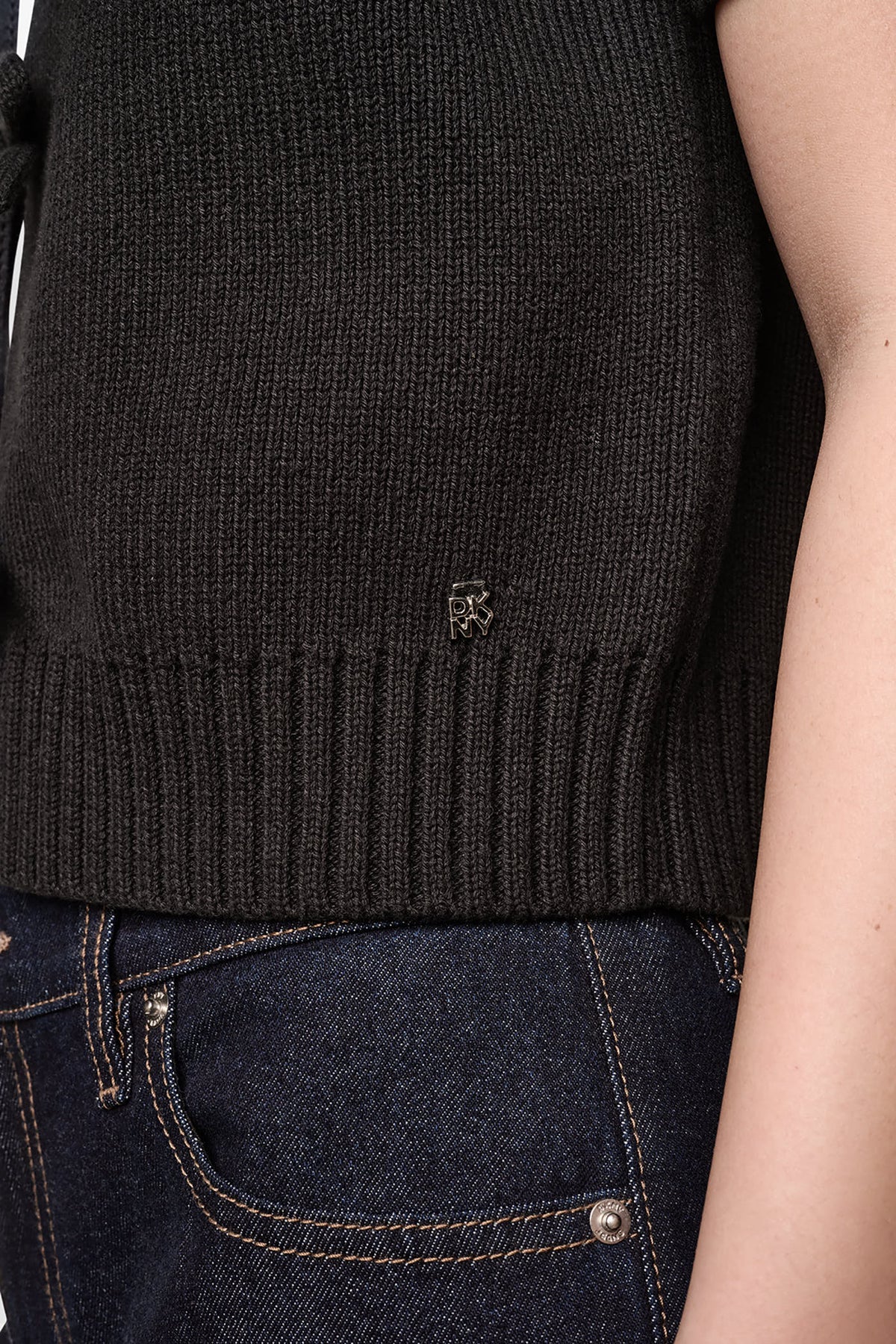 SHORT SLEEVE TIE FRONT POLO SWEATER VIEW 2