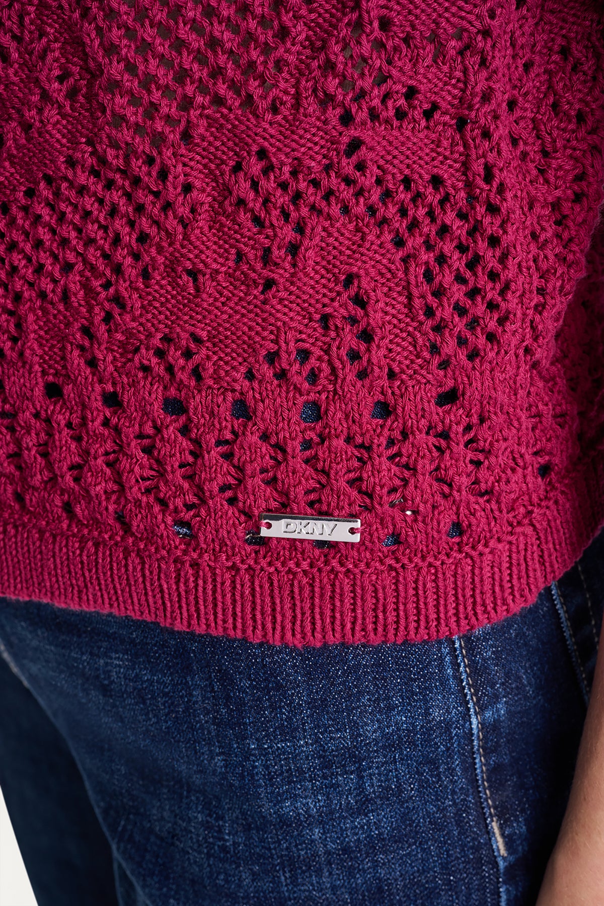 LACE STITCH BUTTON FRONT CARDIGAN VIEW 2