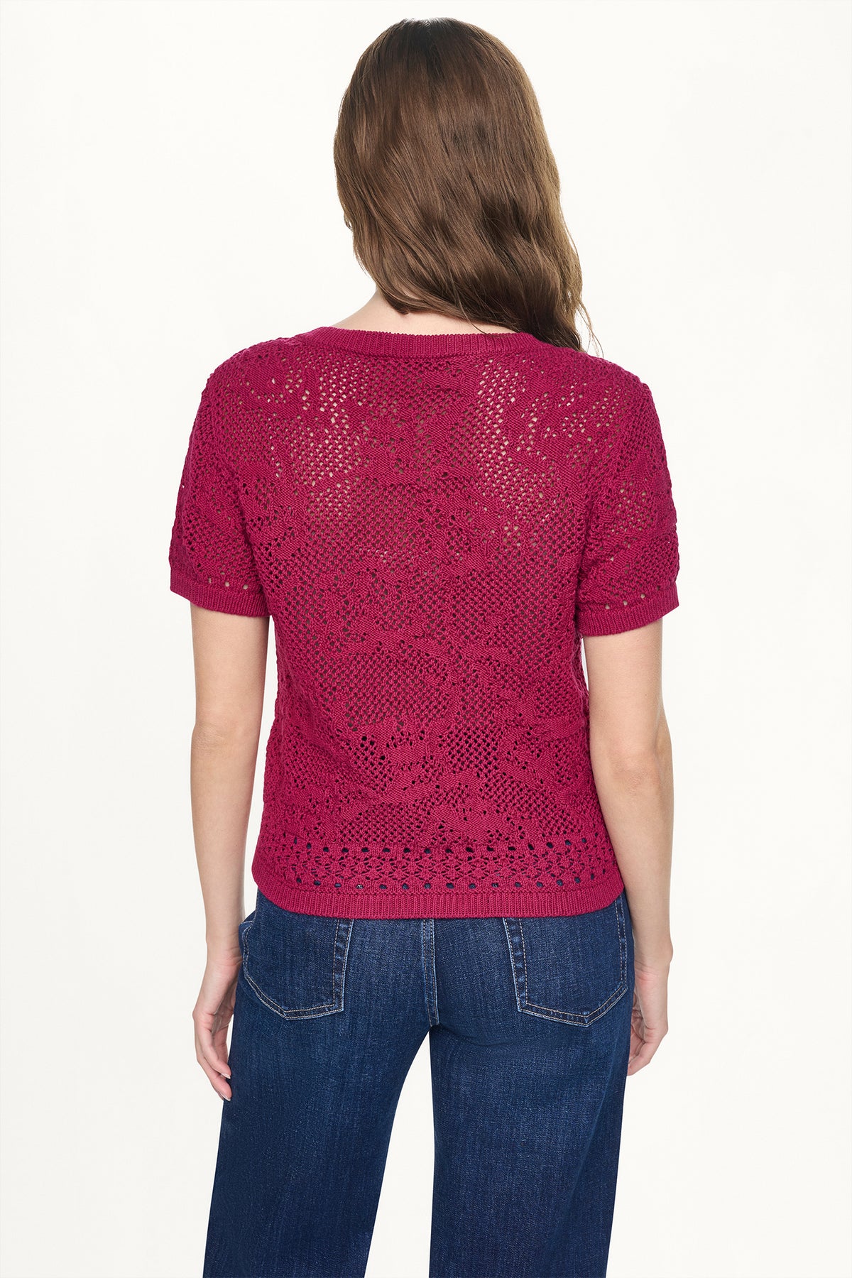 LACE STITCH BUTTON FRONT CARDIGAN VIEW 2