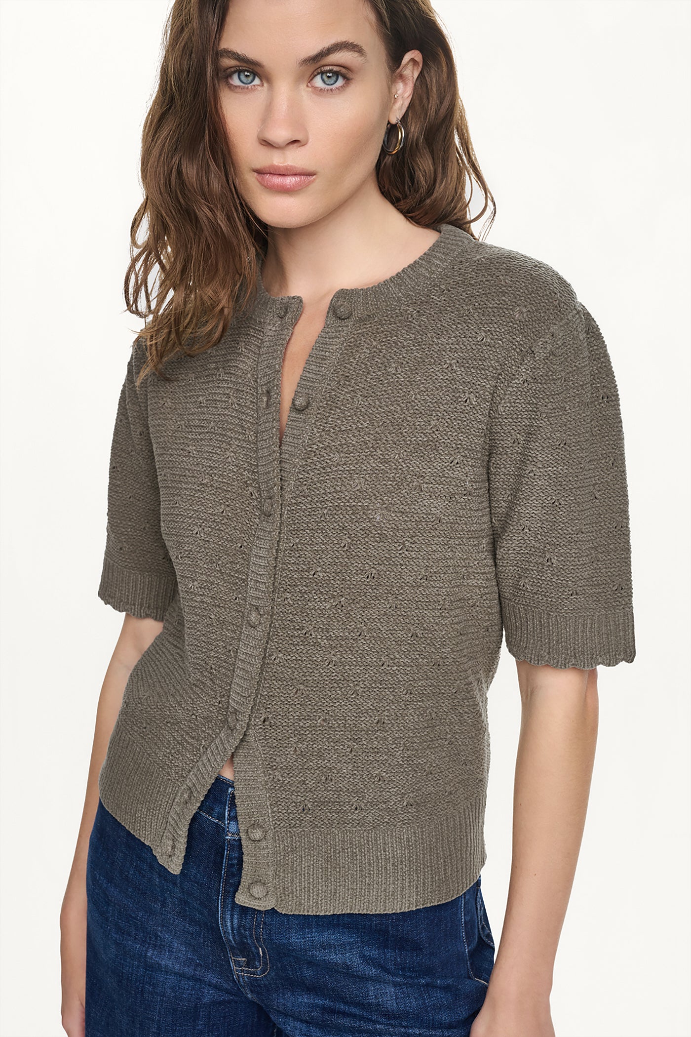 ELBOW SLEEVE CHENILLE CARDIGAN View 2 | Gifts Under $100 ELBOW SLEEVE CHENILLE CARDIGAN View 2 | Gifts Under $100