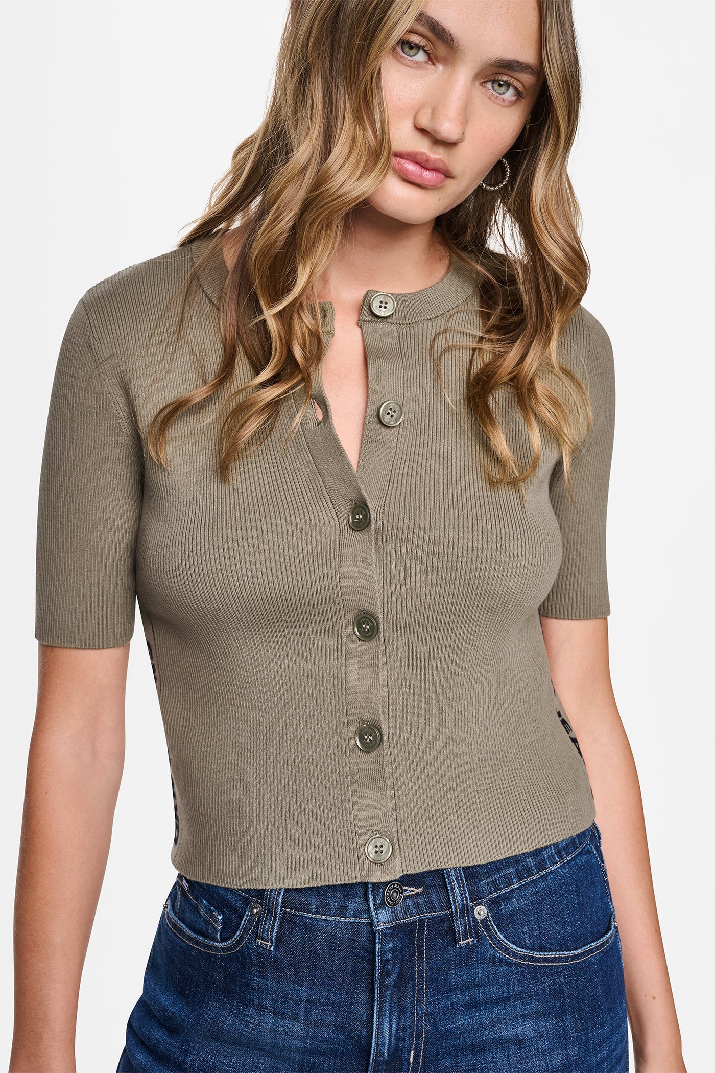 LOGO BUTTON CARDIGAN View 1 | Gifts Under $100 LOGO BUTTON CARDIGAN View 1 | Gifts Under $100