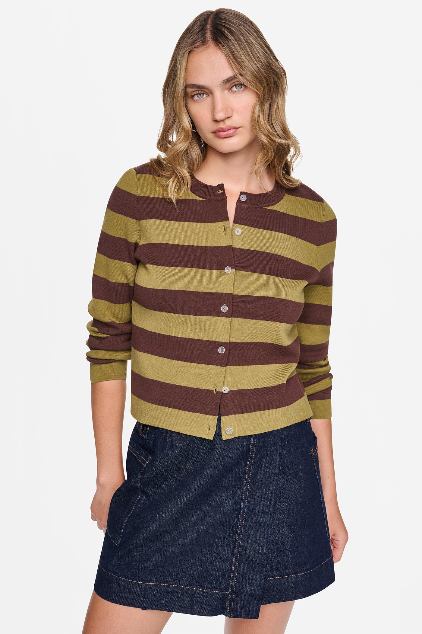 CROPPED STRIPED CARDIGAN View 1 | SALE CROPPED STRIPED CARDIGAN View 1 | SALE