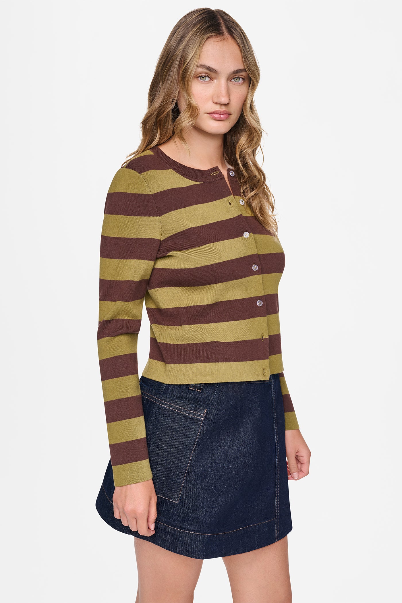 CROPPED STRIPED CARDIGAN View 2 | SALE CROPPED STRIPED CARDIGAN View 2 | SALE