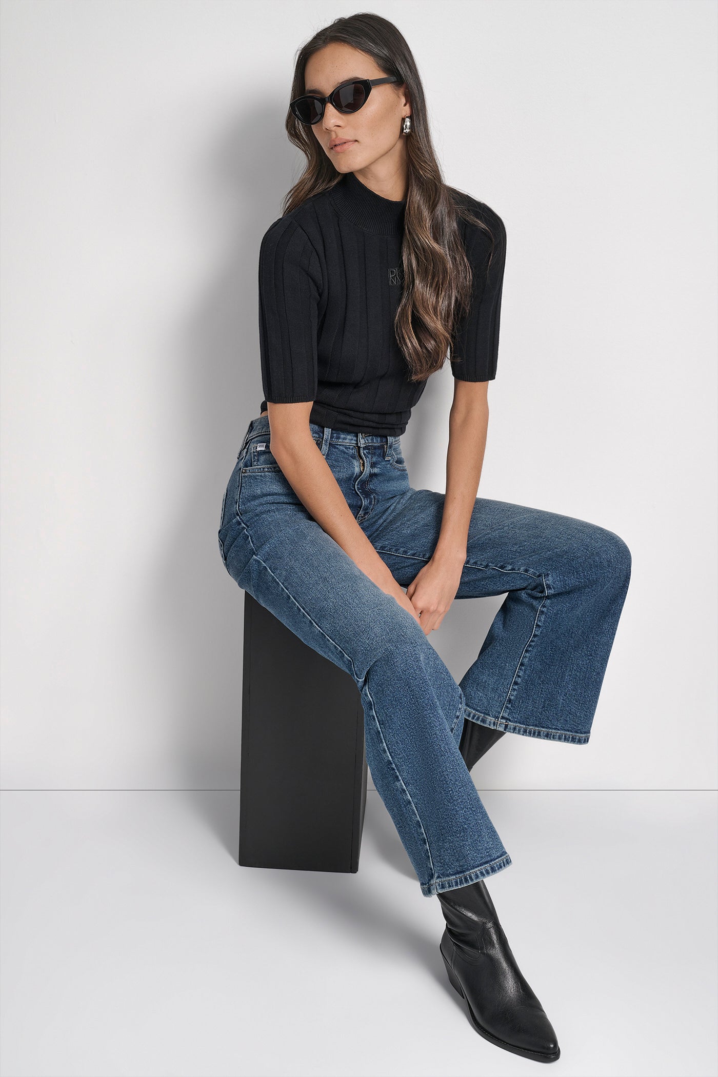 ELBOW SLEEVE WIDE RIB MOCK NECK WITH LOGO PATCH VIEW 7 | New Arrivals ELBOW SLEEVE WIDE RIB MOCK NECK WITH LOGO PATCH VIEW 7 | New Arrivals