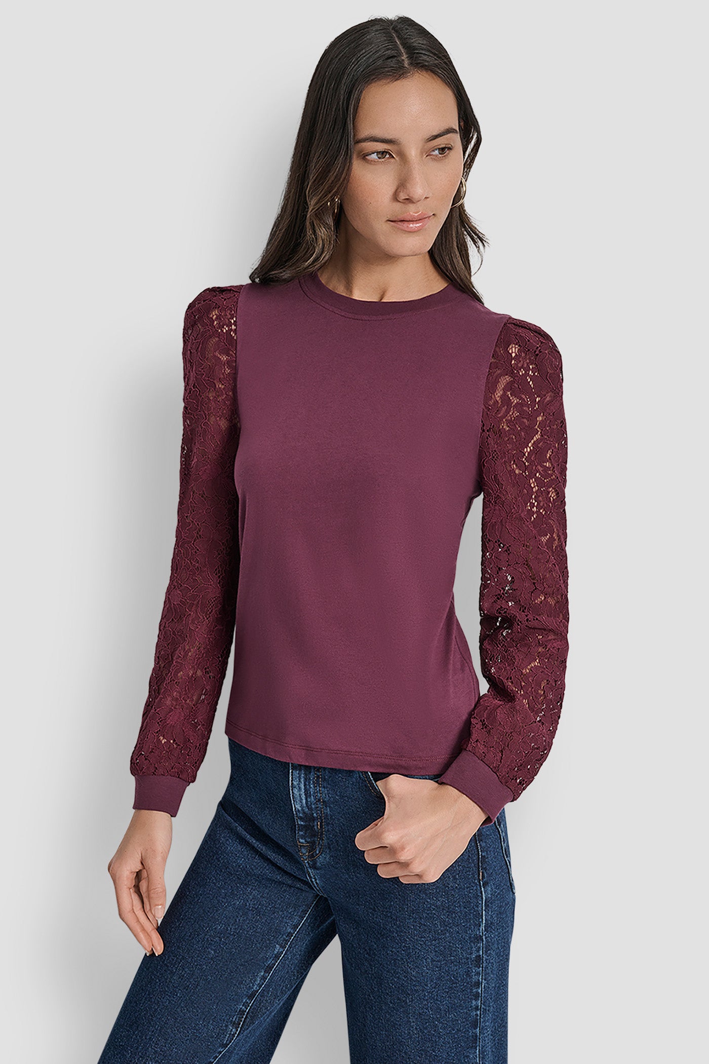 LACE PUFF LONG SLEEVE CREW NECK TEE VIEW 1 | New Arrivals LACE PUFF LONG SLEEVE CREW NECK TEE VIEW 1 | New Arrivals