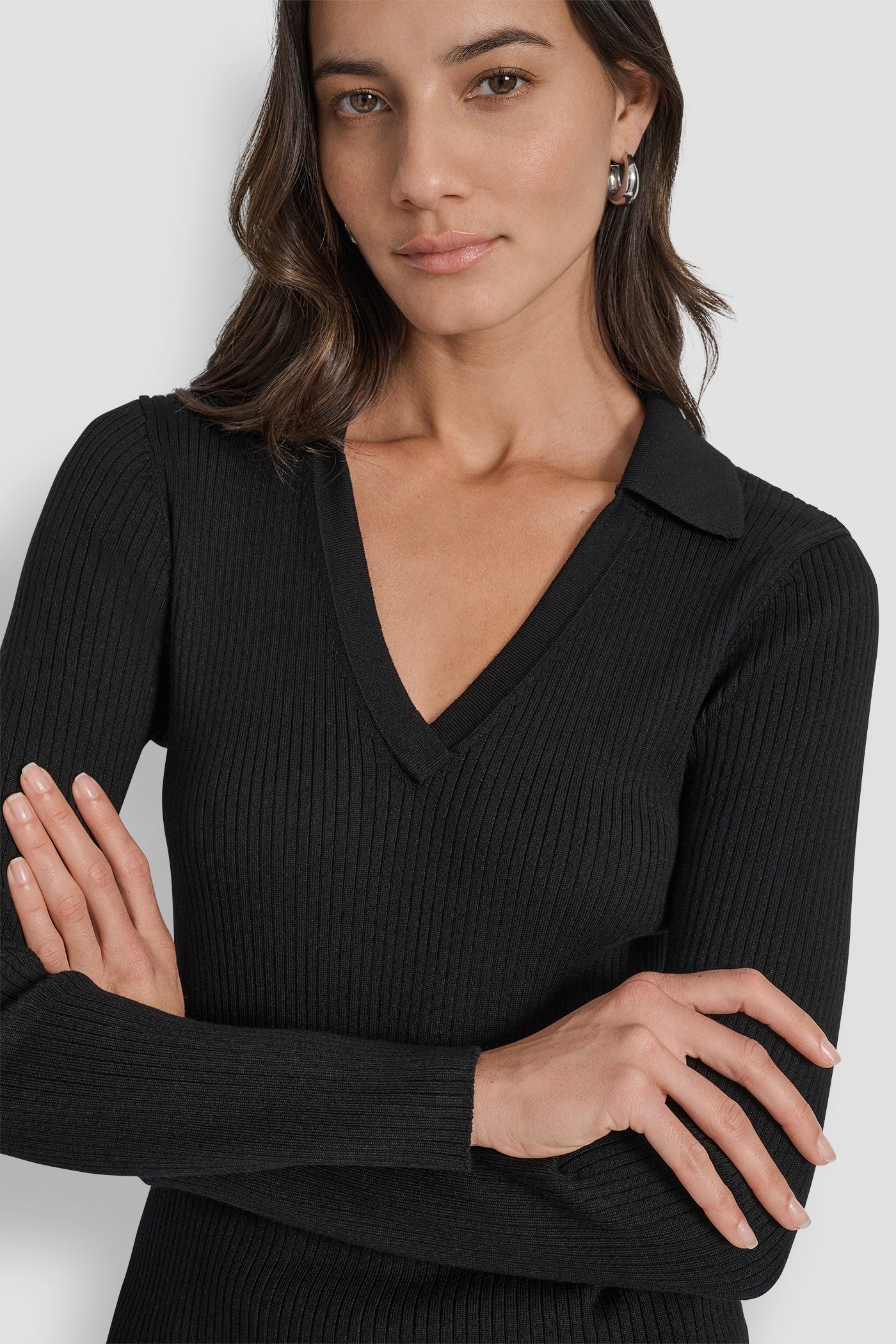 LONG SLEEVE RIB POLO SWEATER VIEW 4 | WOMEN'S SWEATERS & TOPS LONG SLEEVE RIB POLO SWEATER VIEW 4 | WOMEN'S SWEATERS & TOPS