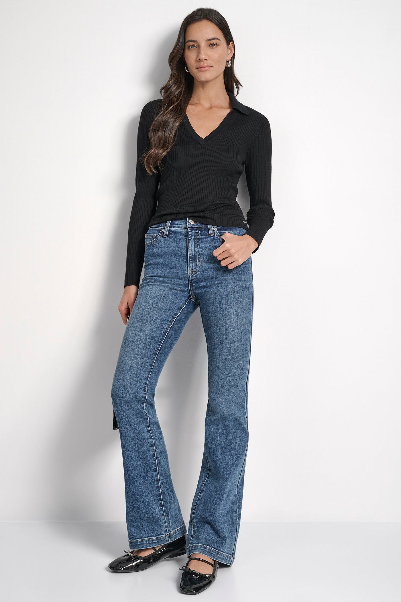 LONG SLEEVE RIB POLO SWEATER VIEW 6 | WOMEN'S SWEATERS & TOPS LONG SLEEVE RIB POLO SWEATER VIEW 6 | WOMEN'S SWEATERS & TOPS