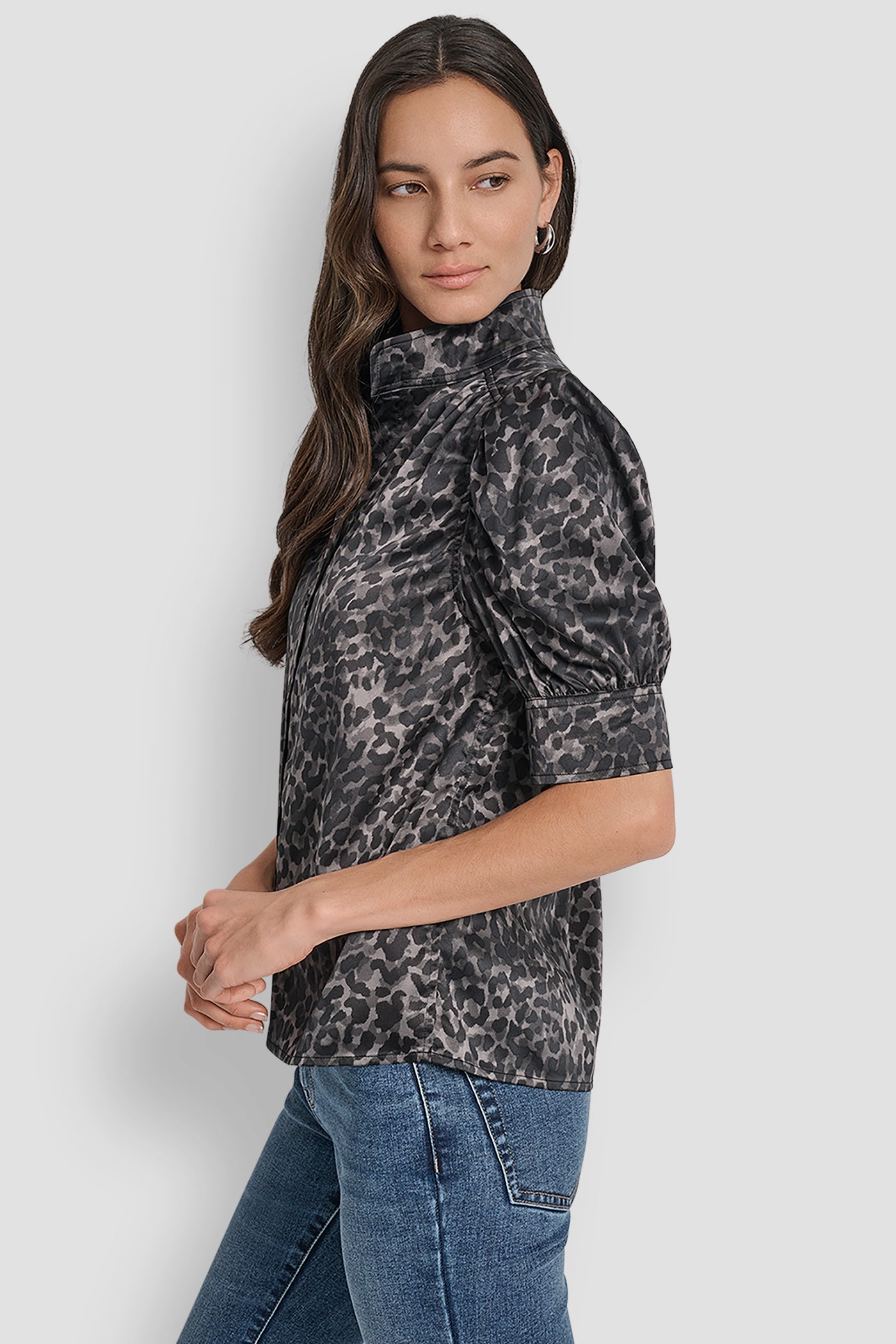 PUFF SLEEVE STAND COLLAR SHIRT VIEW 4 | Women's Clearance PUFF SLEEVE STAND COLLAR SHIRT VIEW 4 | Women's Clearance