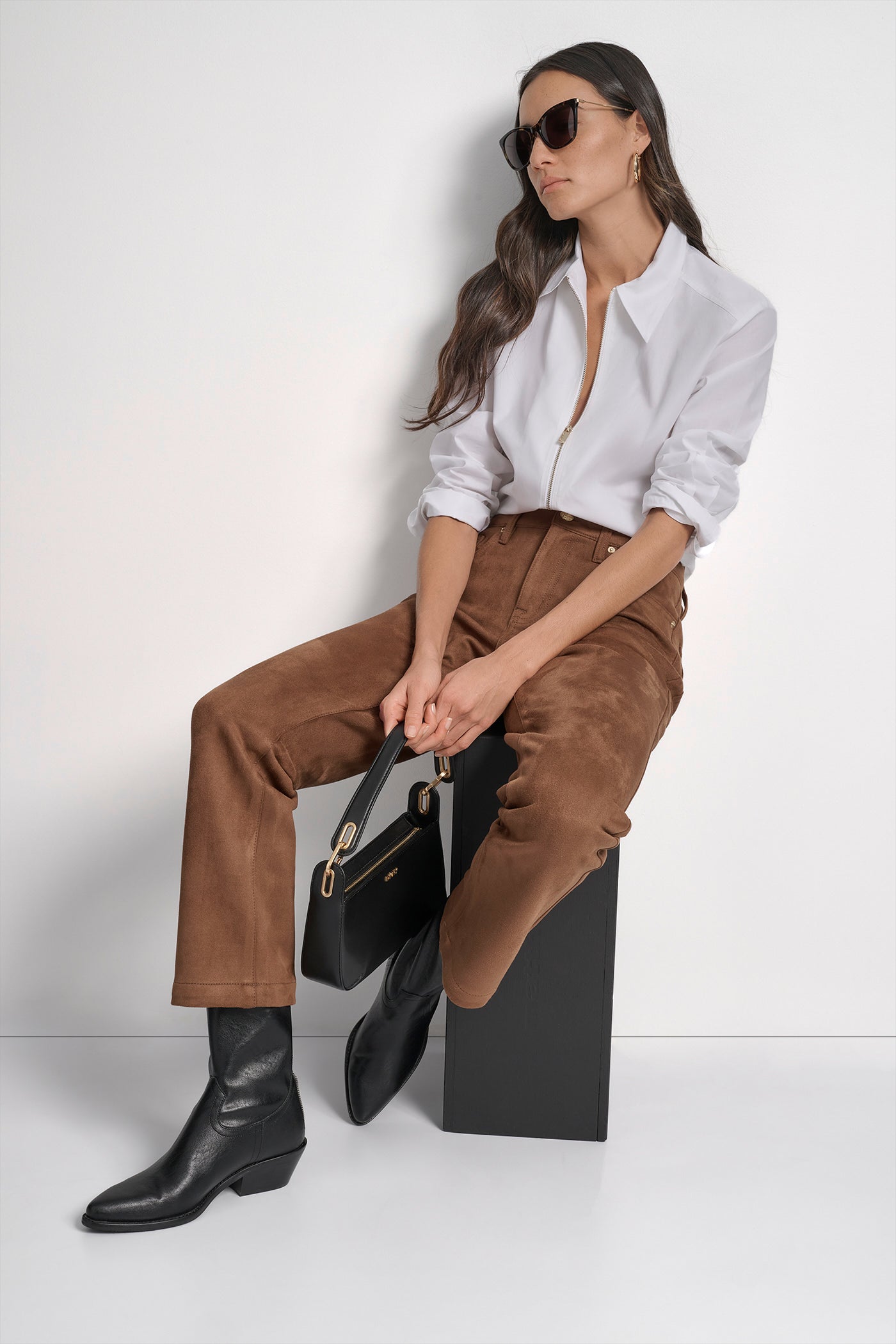 ZIP FRONT FITTED POPLIN LONG SLEEVE SHIRT WITH CHEST VIEW 8 | WOMEN'S SWEATERS & TOPS ZIP FRONT FITTED POPLIN LONG SLEEVE SHIRT WITH CHEST VIEW 8 | WOMEN'S SWEATERS & TOPS