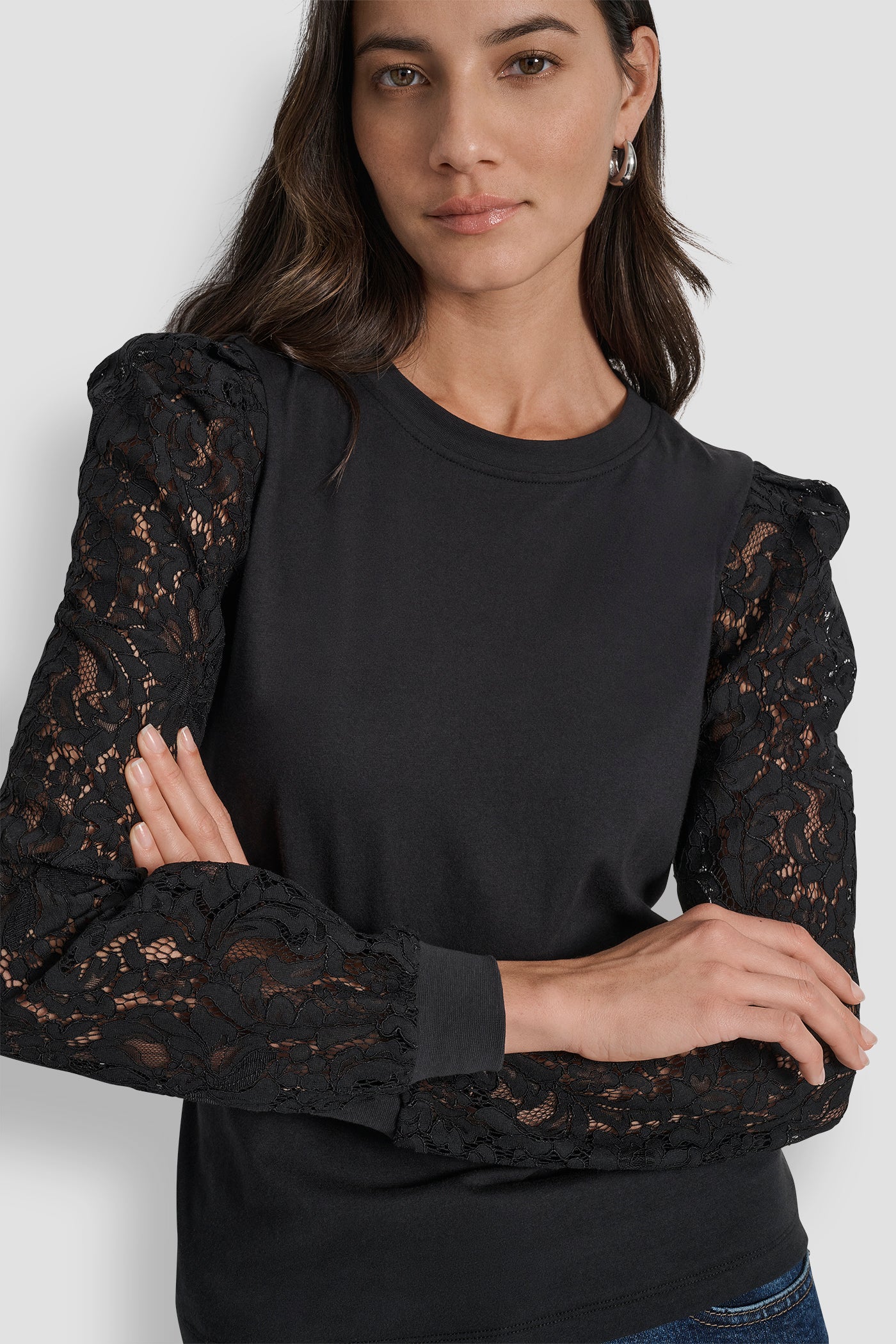 LACE PUFF LONG SLEEVE CREW NECK TEE VIEW 4 | New Arrivals LACE PUFF LONG SLEEVE CREW NECK TEE VIEW 4 | New Arrivals