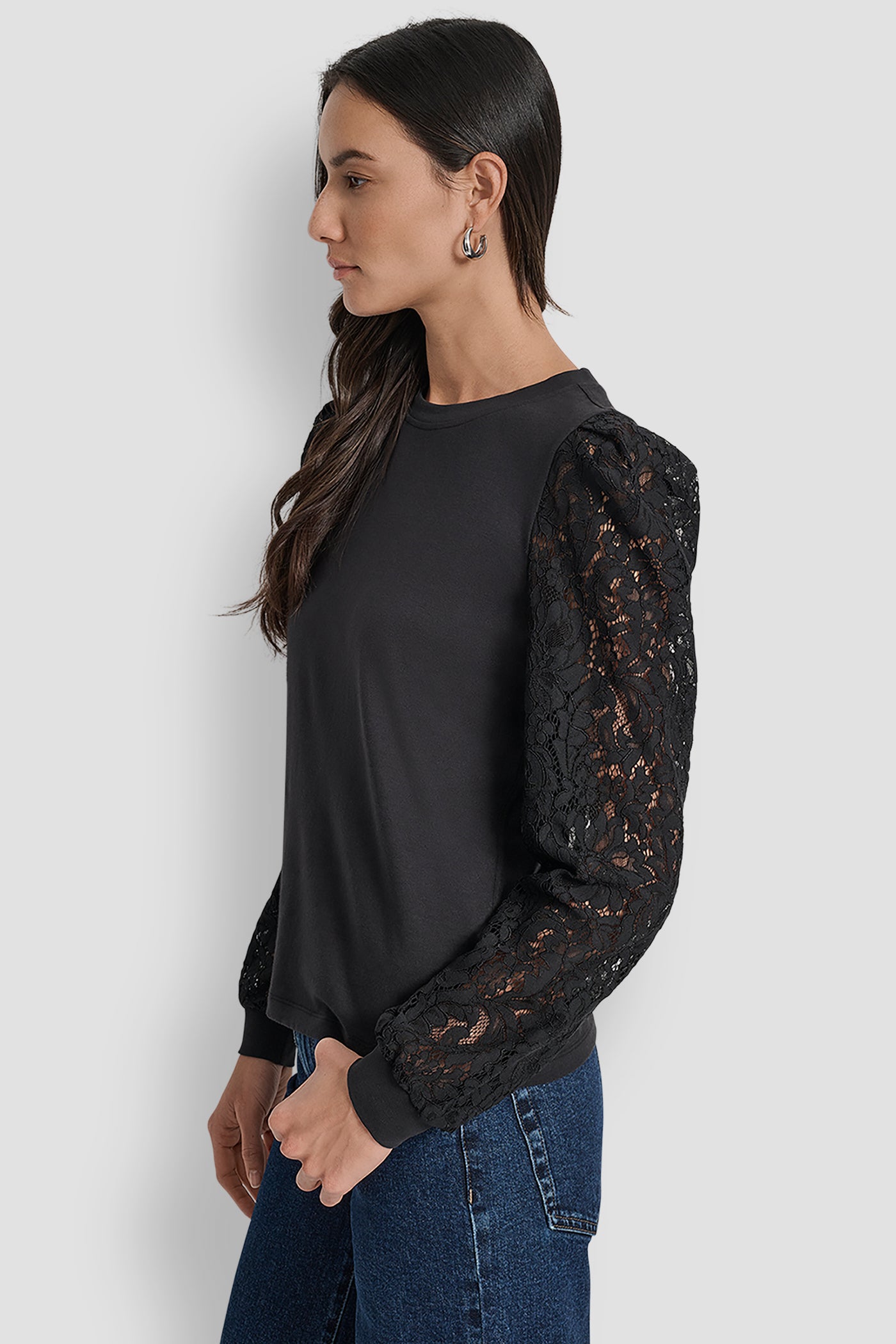 LACE PUFF LONG SLEEVE CREW NECK TEE VIEW 3 | New Arrivals LACE PUFF LONG SLEEVE CREW NECK TEE VIEW 3 | New Arrivals