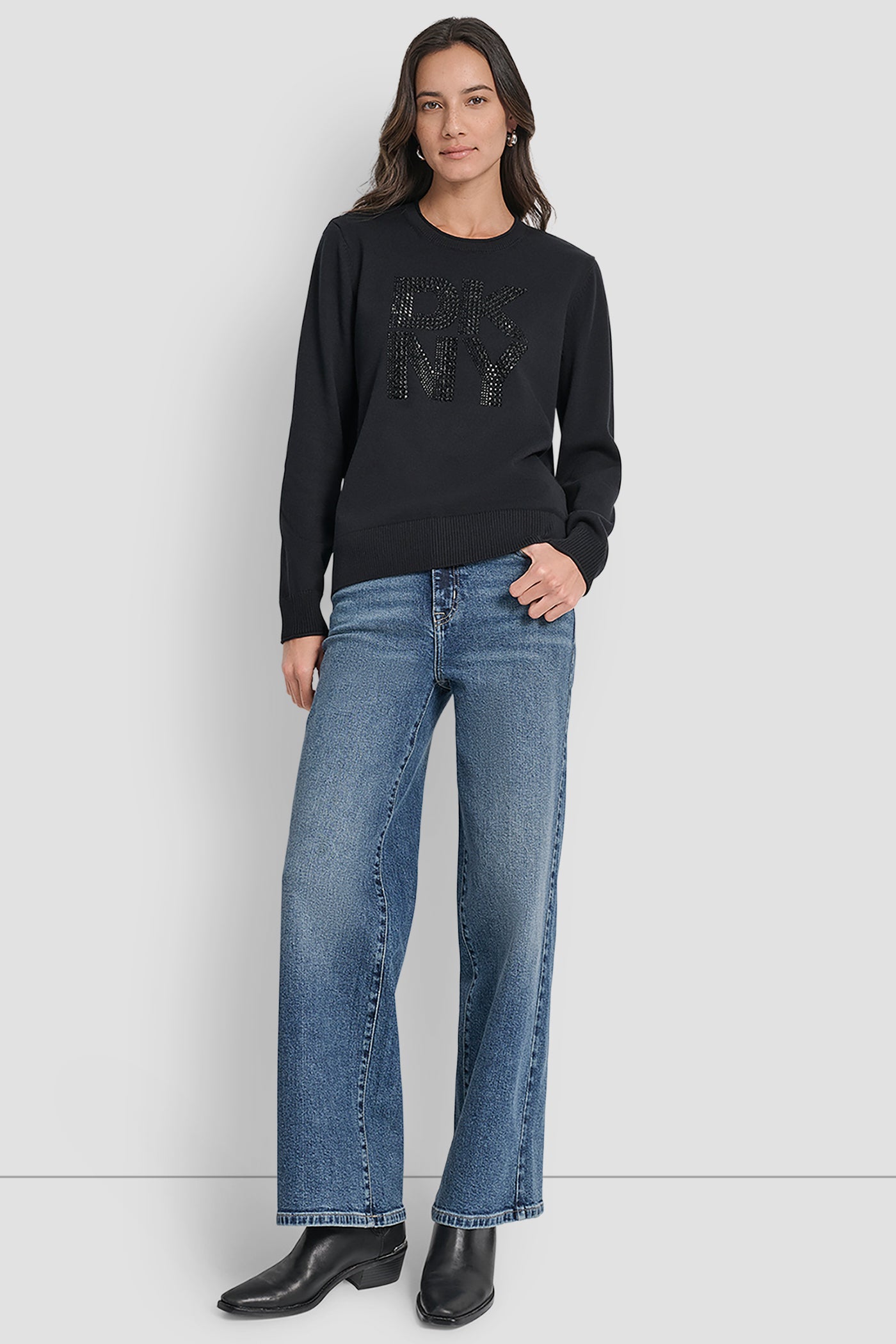 DKNY STACKED RHINESTONE LOGO LONG SLEEVE CREW NECK VIEW 7 | New Arrivals DKNY STACKED RHINESTONE LOGO LONG SLEEVE CREW NECK VIEW 7 | New Arrivals