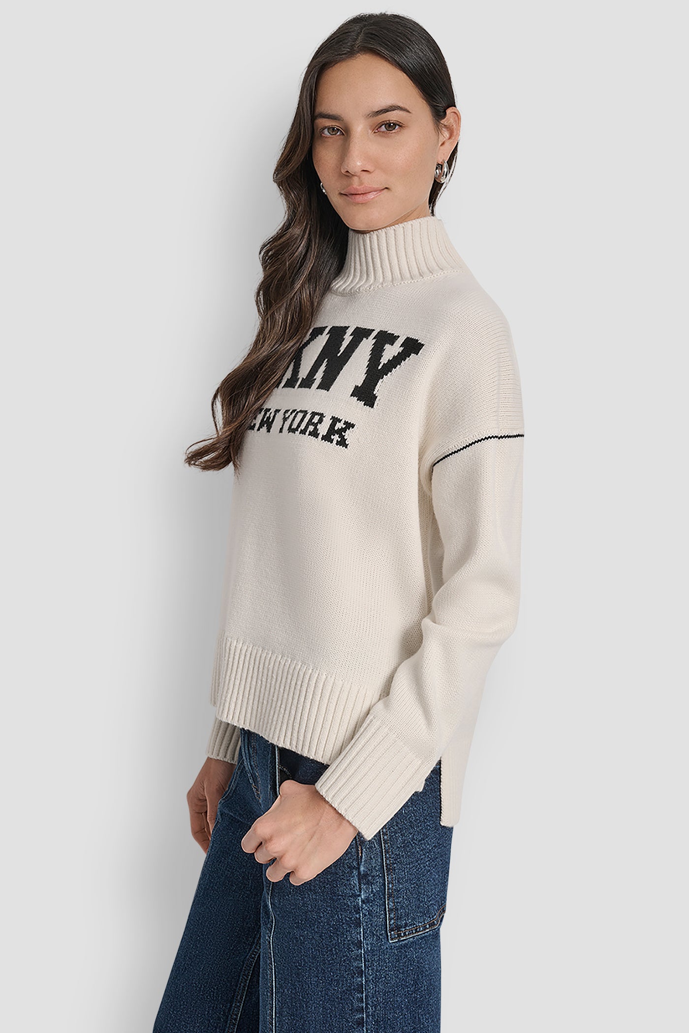 LOGO INTARSIA MOCK-NECK SWEATER VIEW 3 | WOMEN'S SWEATERS & TOPS LOGO INTARSIA MOCK-NECK SWEATER VIEW 3 | WOMEN'S SWEATERS & TOPS