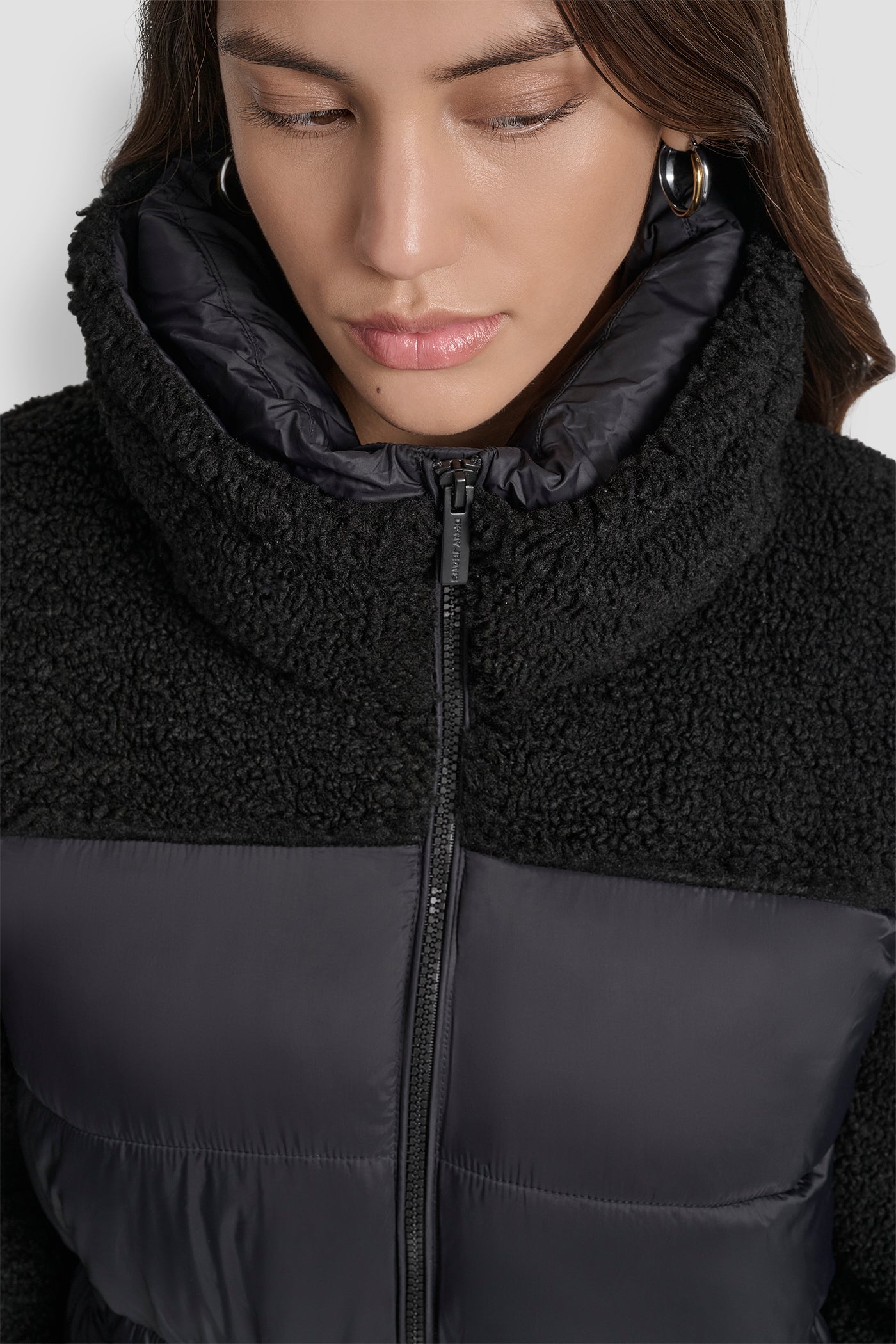 SHERPA PUFFER MIX COAT WITH ADJUSTABLE WAIST VIEW 4 | New Arrivals SHERPA PUFFER MIX COAT WITH ADJUSTABLE WAIST VIEW 4 | New Arrivals