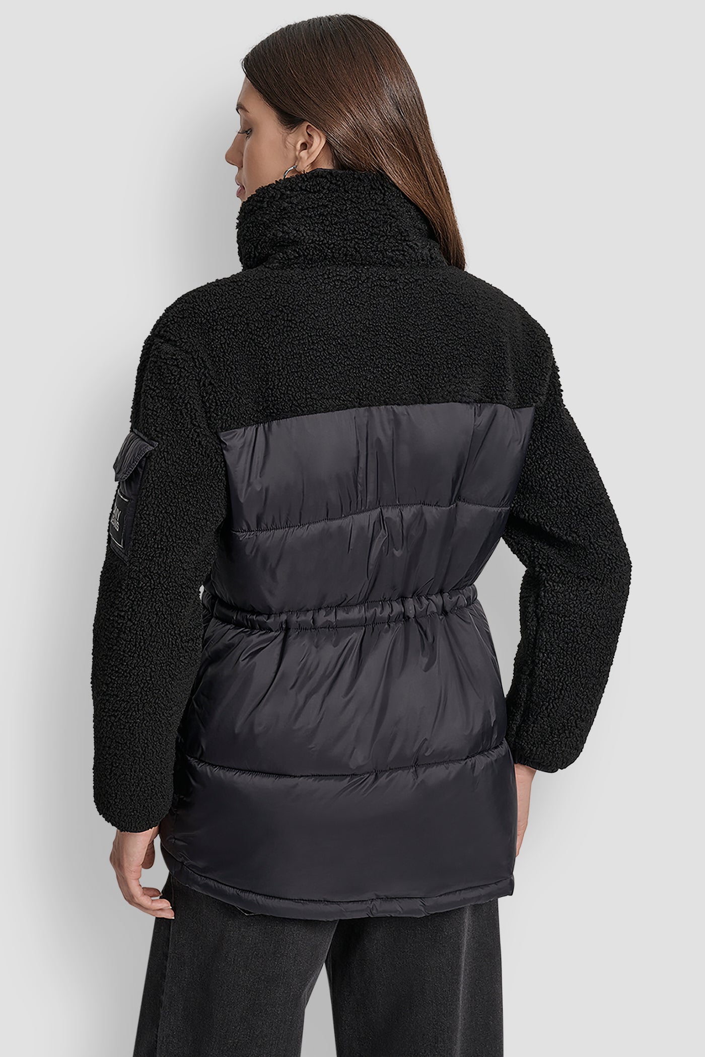 SHERPA PUFFER MIX COAT WITH ADJUSTABLE WAIST VIEW 2 | New Arrivals SHERPA PUFFER MIX COAT WITH ADJUSTABLE WAIST VIEW 2 | New Arrivals