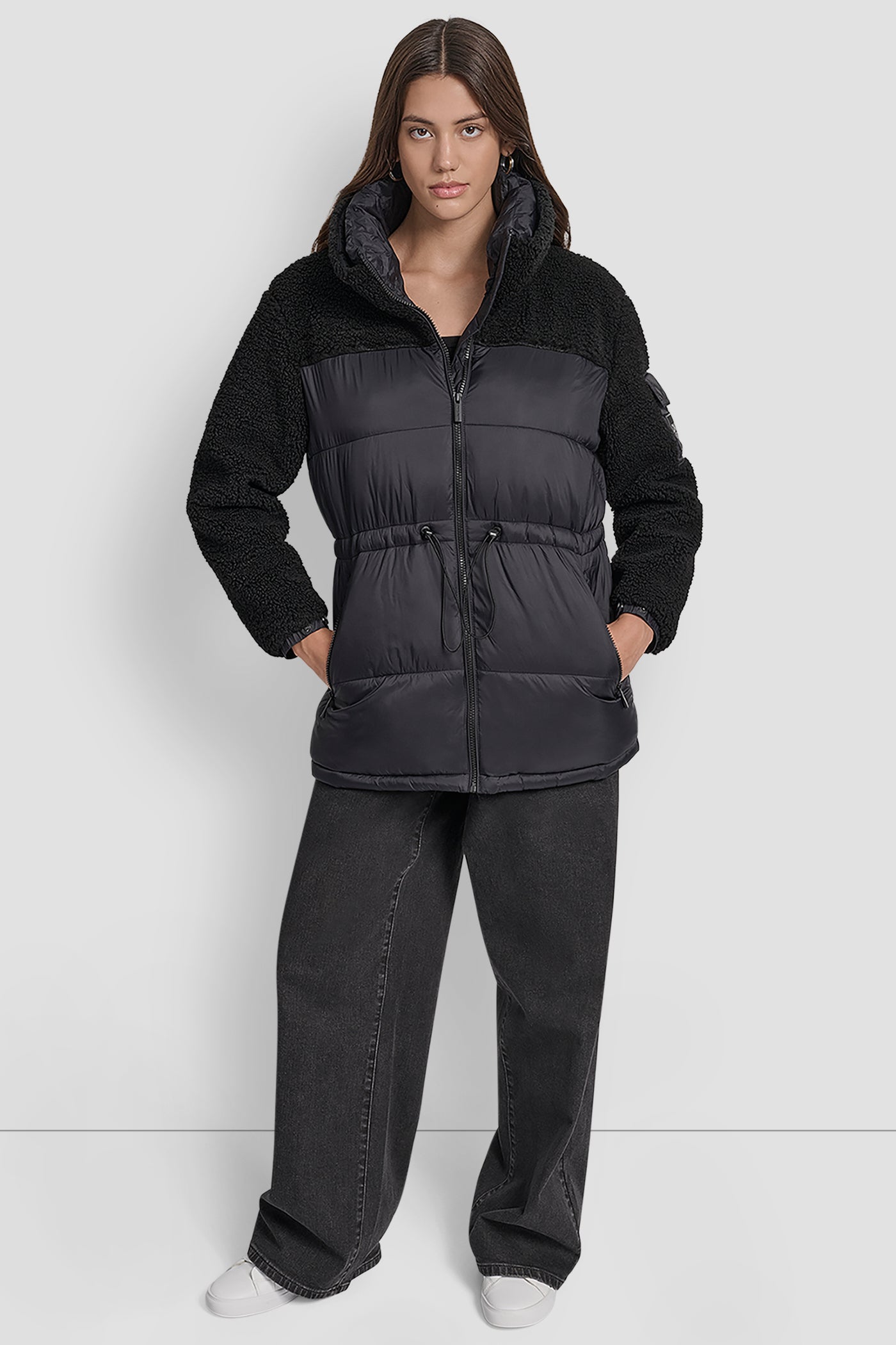 SHERPA PUFFER MIX COAT WITH ADJUSTABLE WAIST VIEW 7 | New Arrivals SHERPA PUFFER MIX COAT WITH ADJUSTABLE WAIST VIEW 7 | New Arrivals