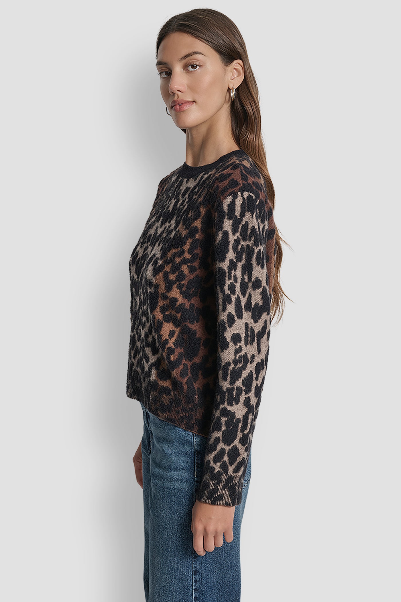 LONG SLEEVE CREW NECK LEOPARD SWEATER VIEW 3 | WOMEN'S SWEATERS & TOPS LONG SLEEVE CREW NECK LEOPARD SWEATER VIEW 3 | WOMEN'S SWEATERS & TOPS