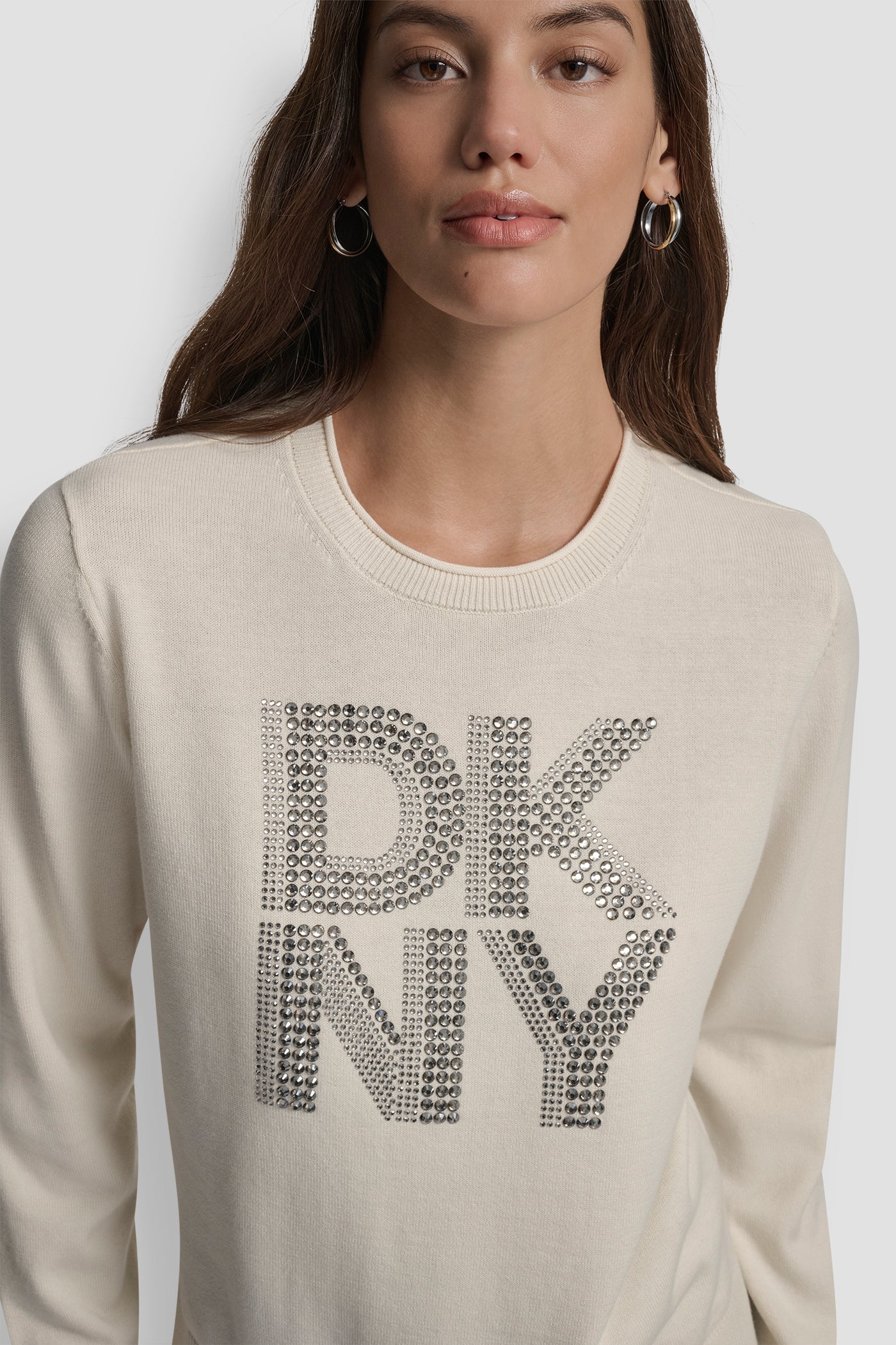 DKNY STACKED RHINESTONE LOGO LONG SLEEVE CREW NECK VIEW 5 | New Arrivals DKNY STACKED RHINESTONE LOGO LONG SLEEVE CREW NECK VIEW 5 | New Arrivals
