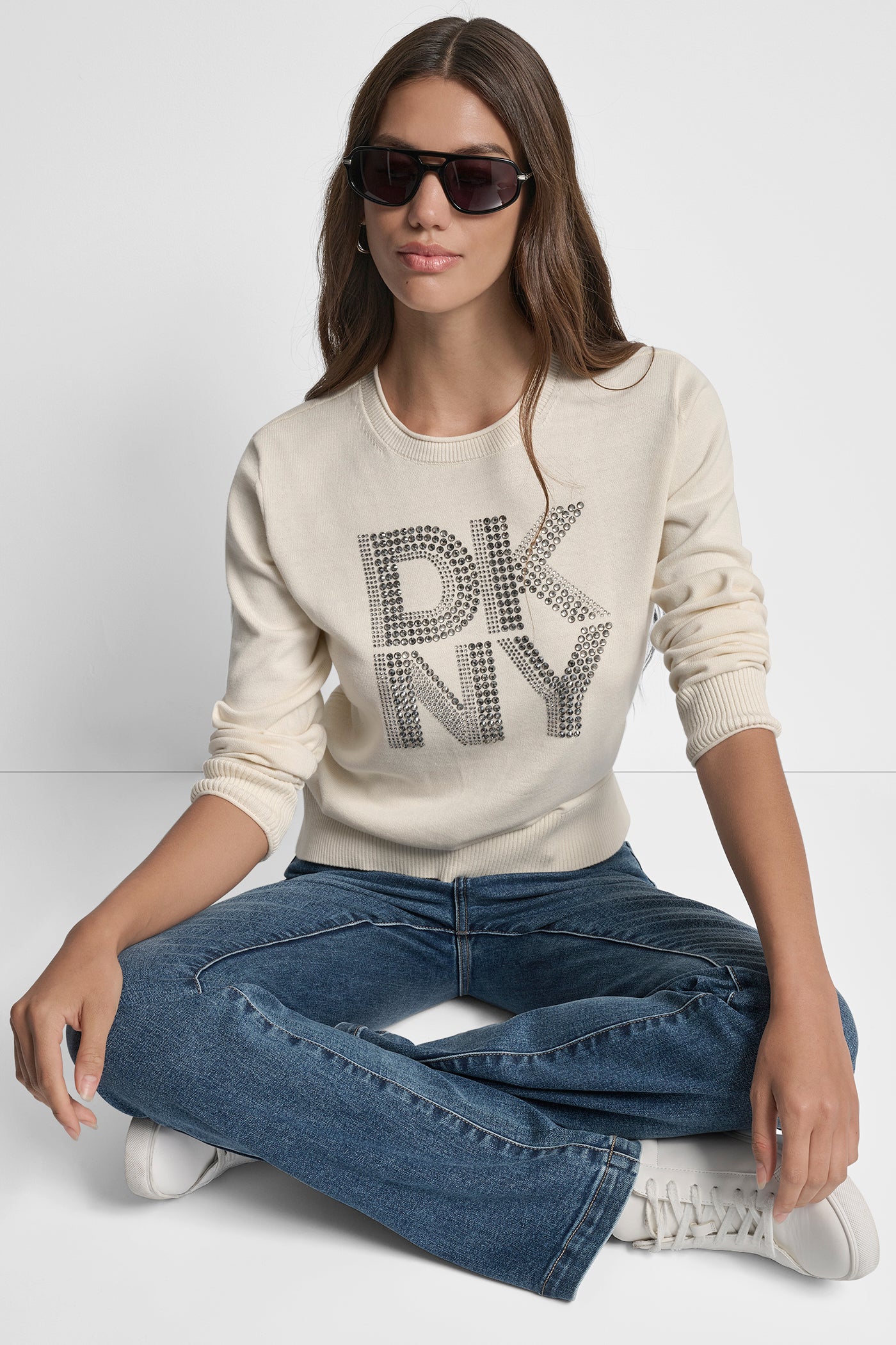 DKNY STACKED RHINESTONE LOGO LONG SLEEVE CREW NECK VIEW 7 | New Arrivals DKNY STACKED RHINESTONE LOGO LONG SLEEVE CREW NECK VIEW 7 | New Arrivals