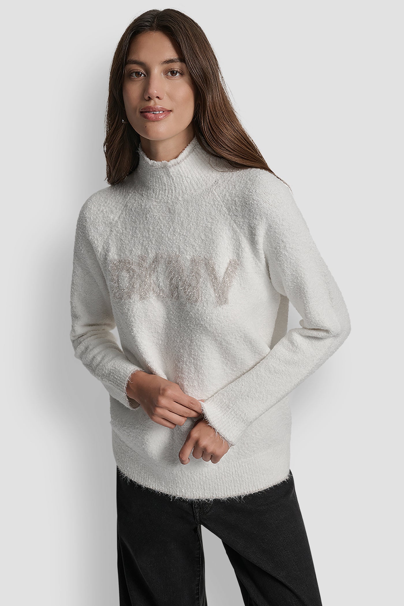 DKNY TINSEL LOGO LONG SLEEVE RAGLAN SWEATER VIEW 4 | WOMEN'S SWEATERS & TOPS DKNY TINSEL LOGO LONG SLEEVE RAGLAN SWEATER VIEW 4 | WOMEN'S SWEATERS & TOPS