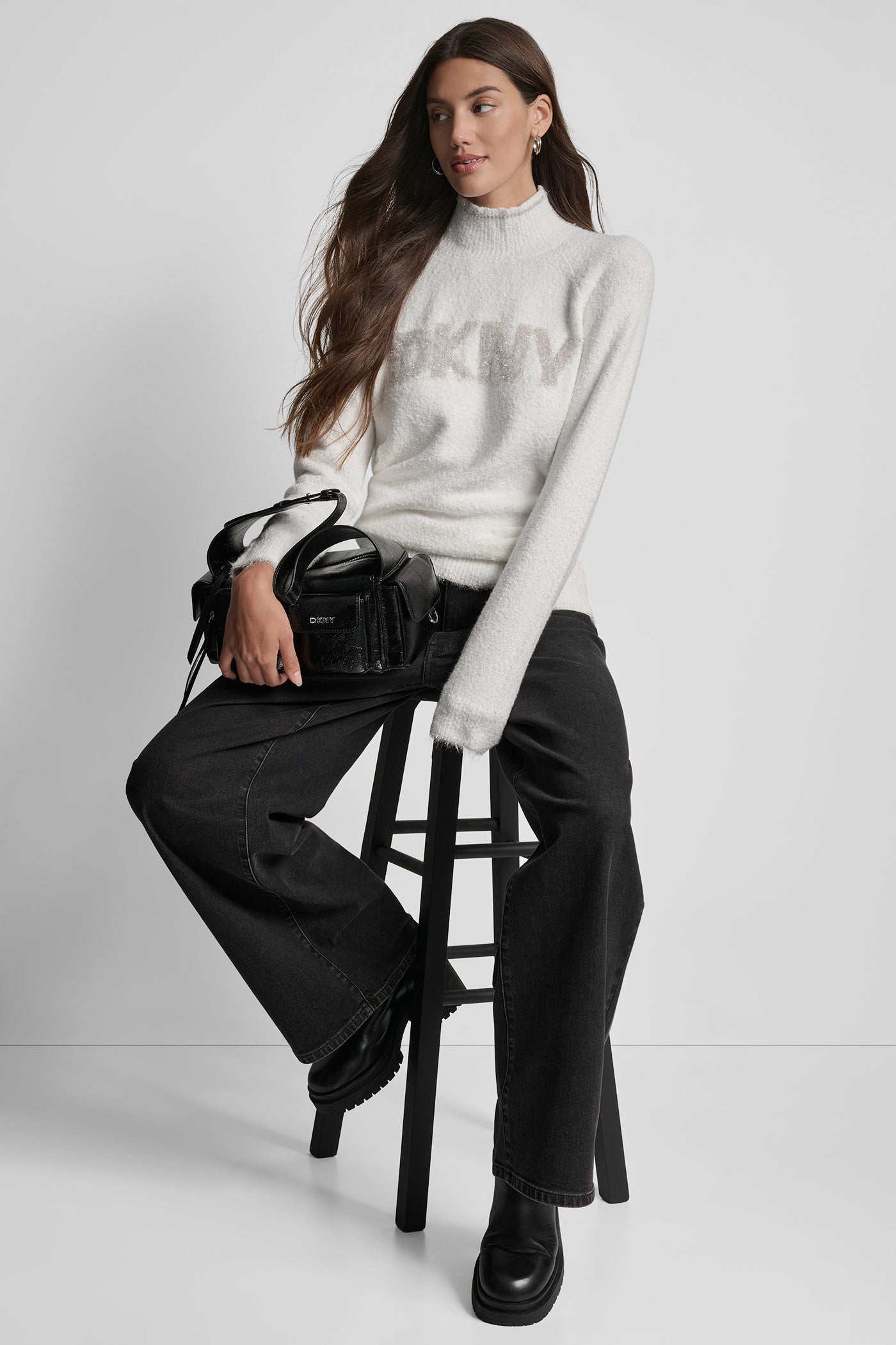 DKNY TINSEL LOGO LONG SLEEVE RAGLAN SWEATER VIEW 8 | WOMEN'S SWEATERS & TOPS DKNY TINSEL LOGO LONG SLEEVE RAGLAN SWEATER VIEW 8 | WOMEN'S SWEATERS & TOPS